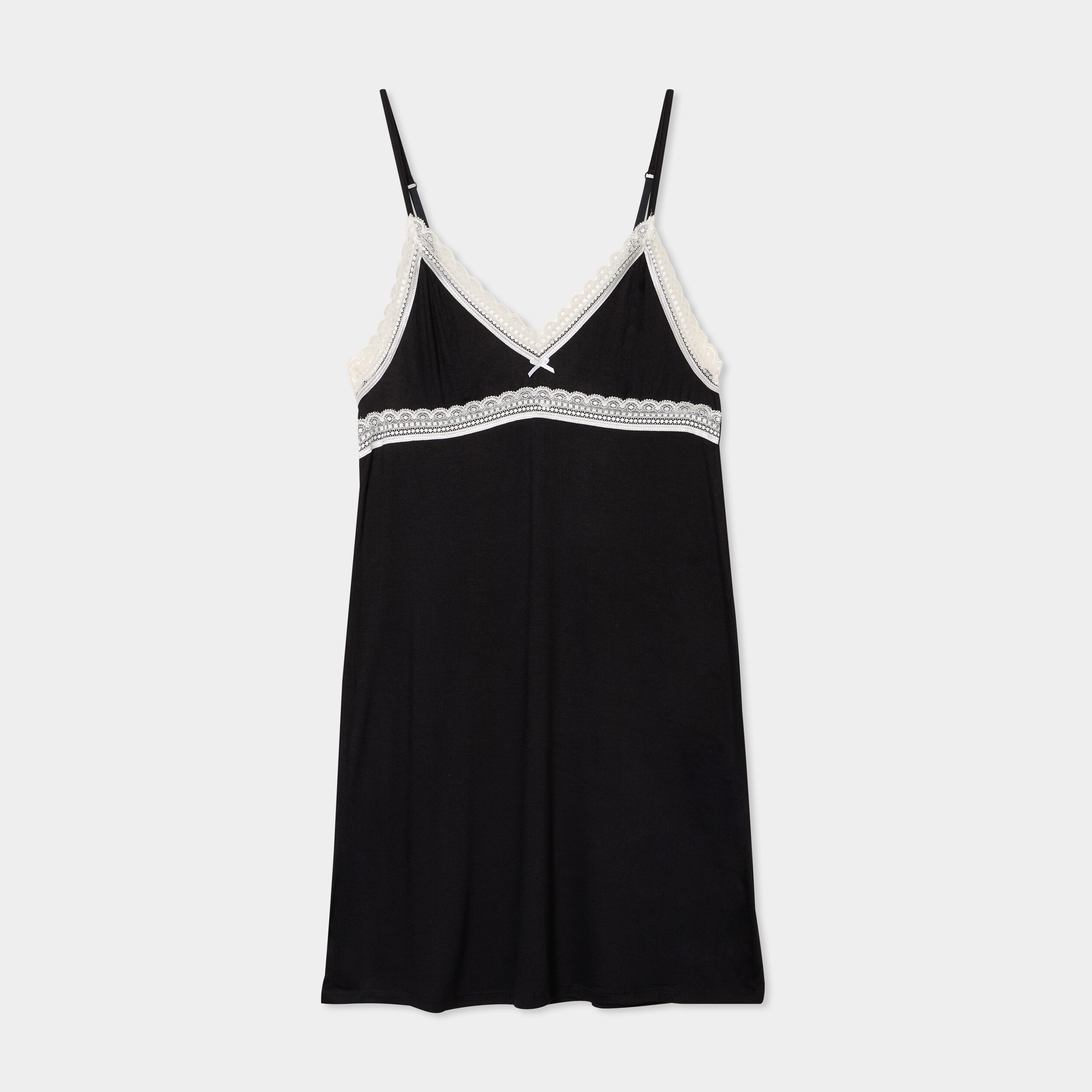 Nuisette a bretelles details dentelle noir femme