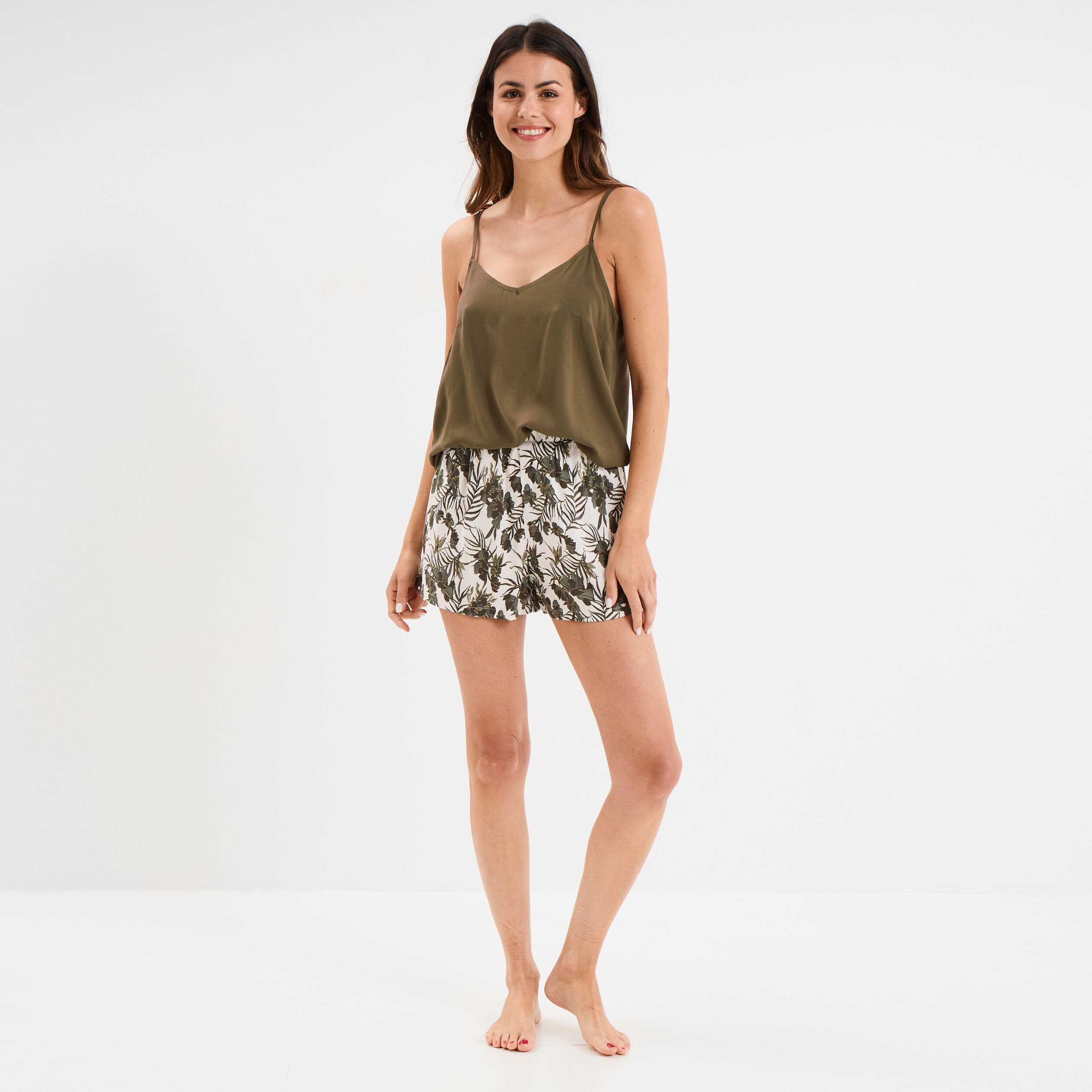 ensemble pyjama short et debardeur ecru femme Ensemble pyjama short et débardeur ecru femme