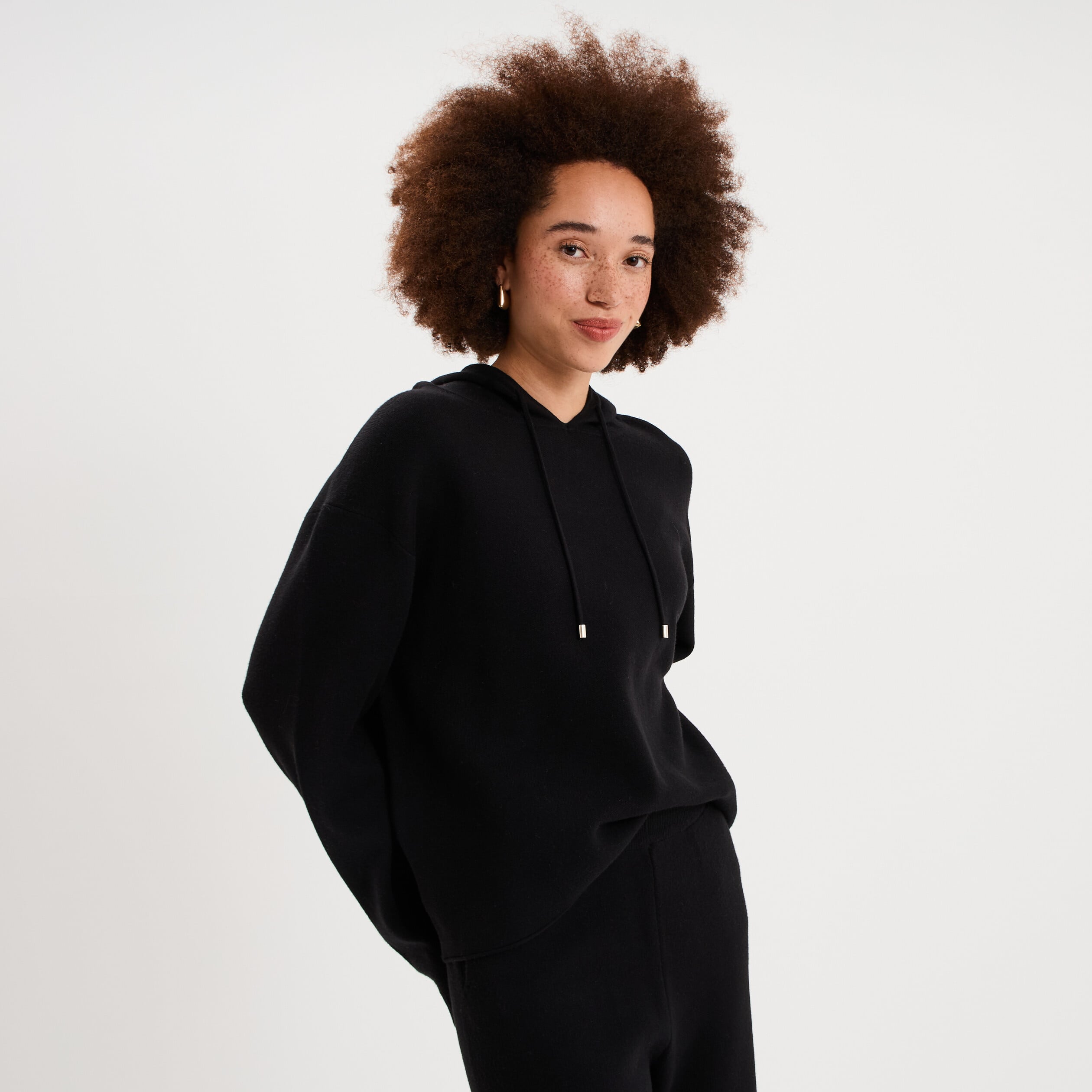 Sweat &agrave; capuche hoodie oversize noir femme