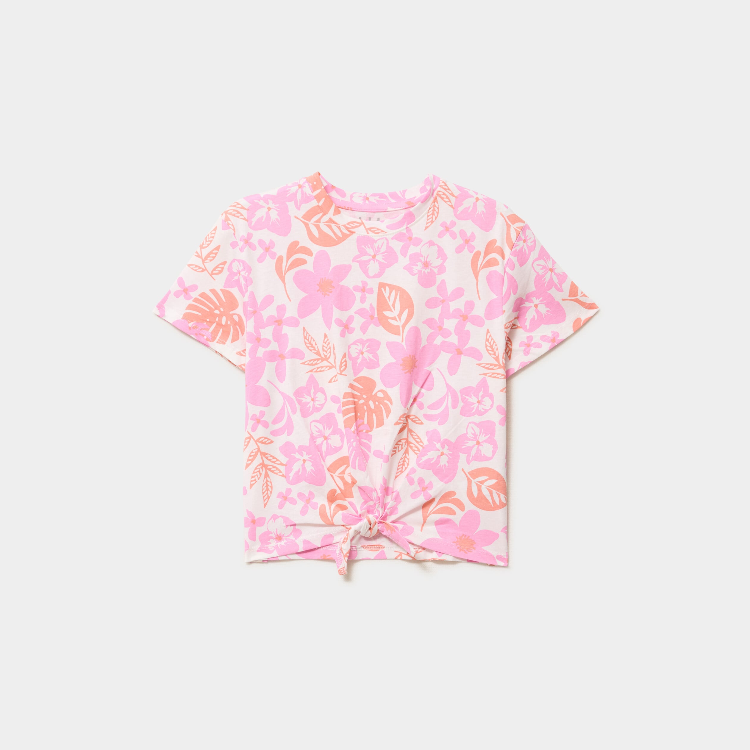 T-shirt nou&eacute; manches courtes coton ecru fille