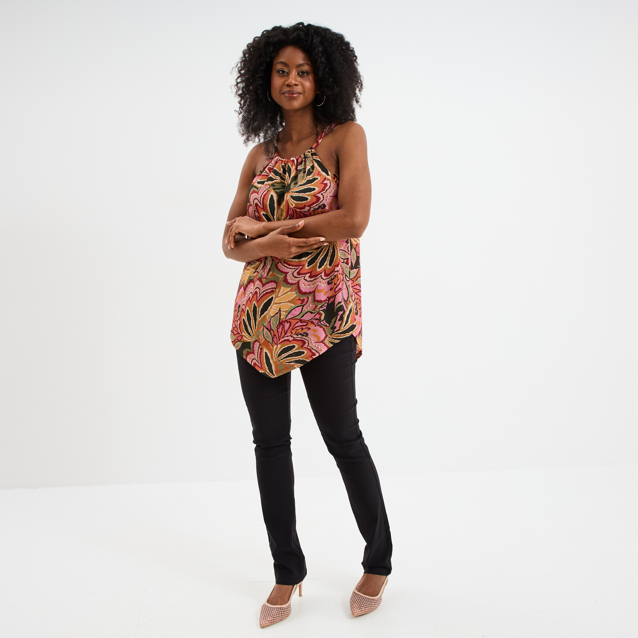 debardeur encolure americaine multicolore femme Débardeur encolure américaine multicolore femme