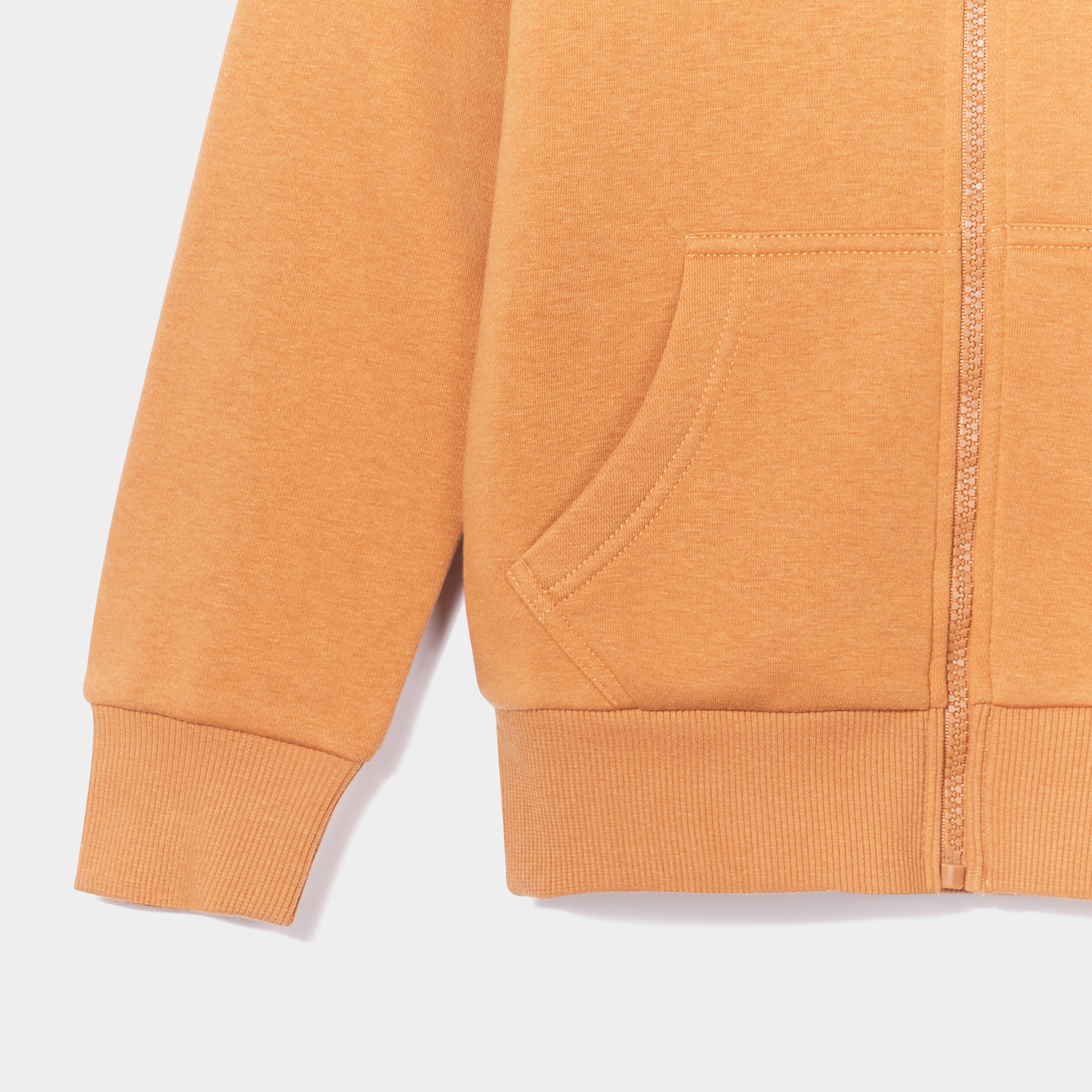 sweat zippe molletonne a capuche marron cognac garcon Sweat zippé molletonné à capuche marron cognac garçon
