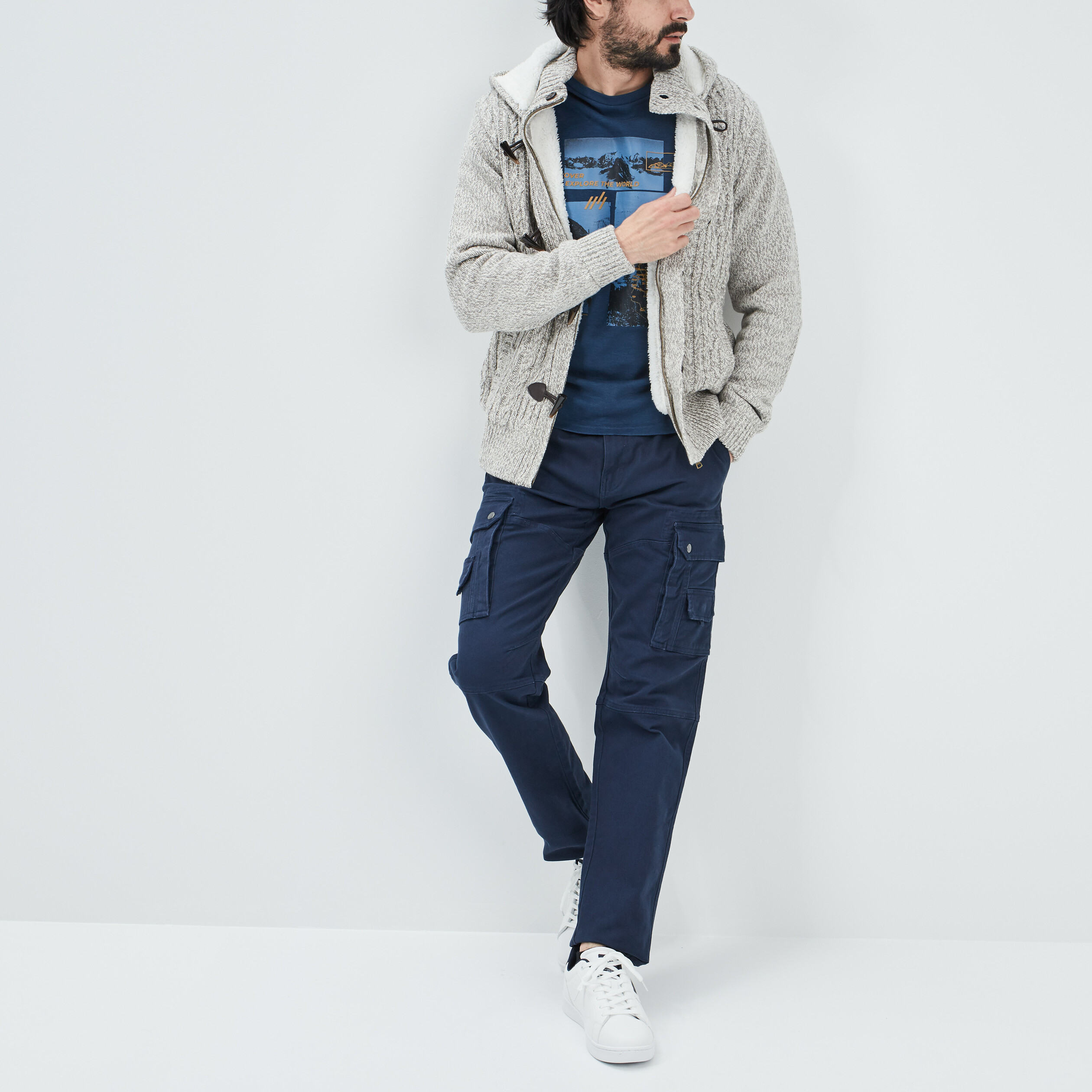 gilet a capuche doublee polaire ivoire homme Gilet à capuche doublée polaire ivoire homme