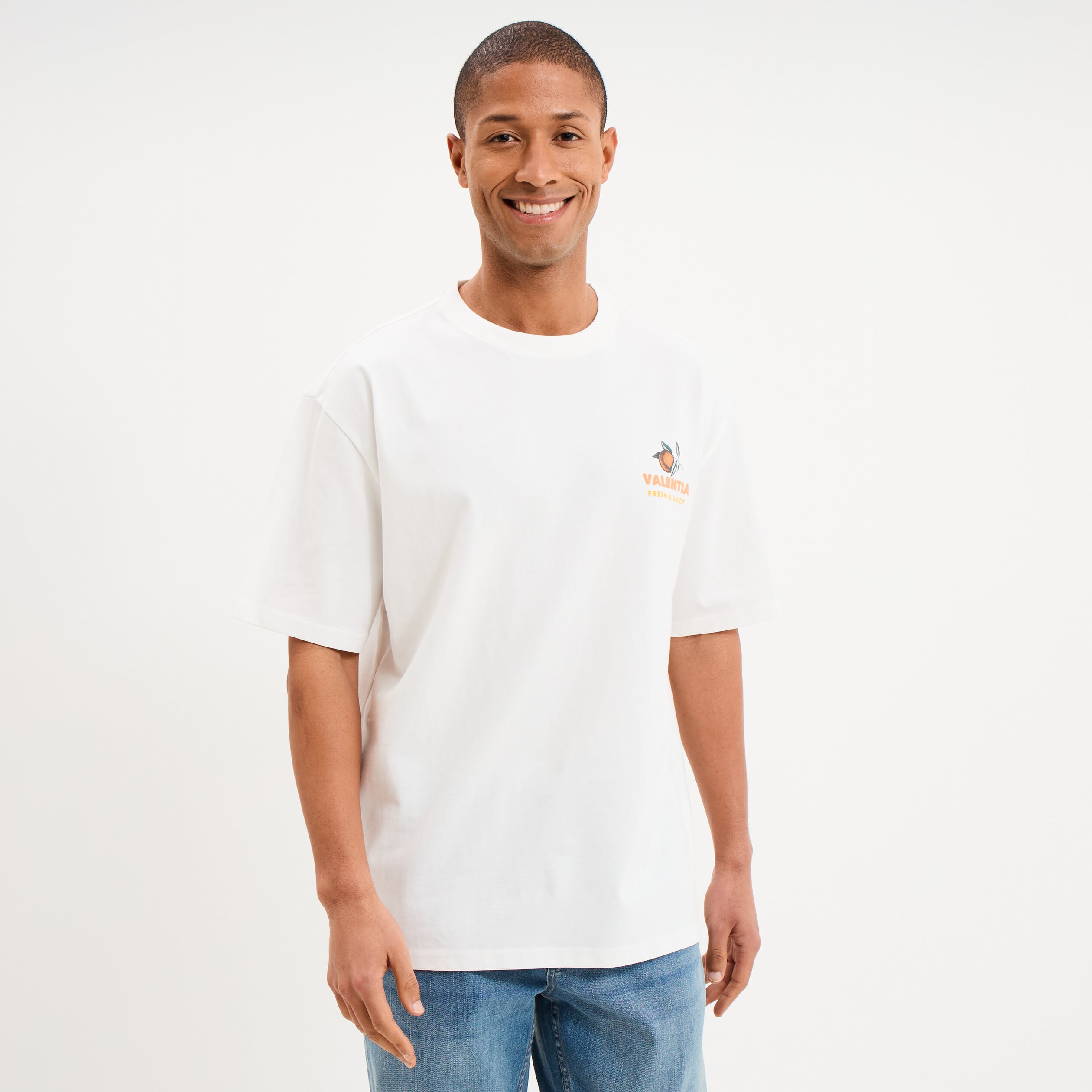 T-shirt relax manches courtes coton blanc homme