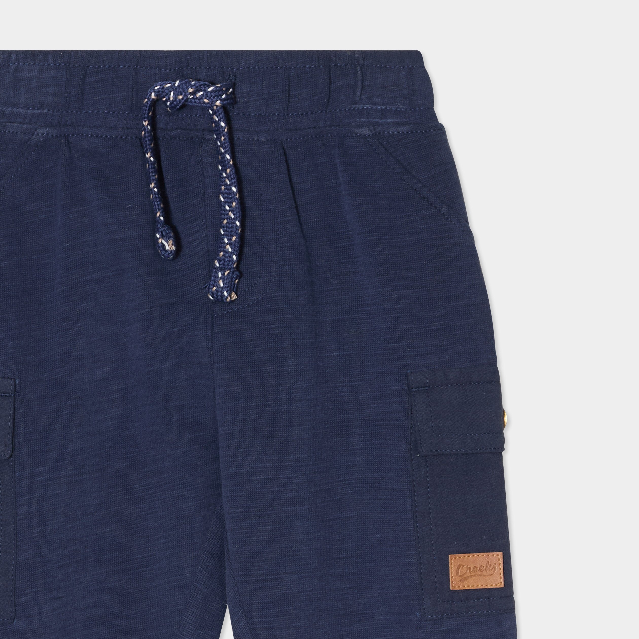 pantalon battle taille elastiquee coton bleu marine bebeg Pantalon battle taille élastiquée coton bleu marine bébé garçon