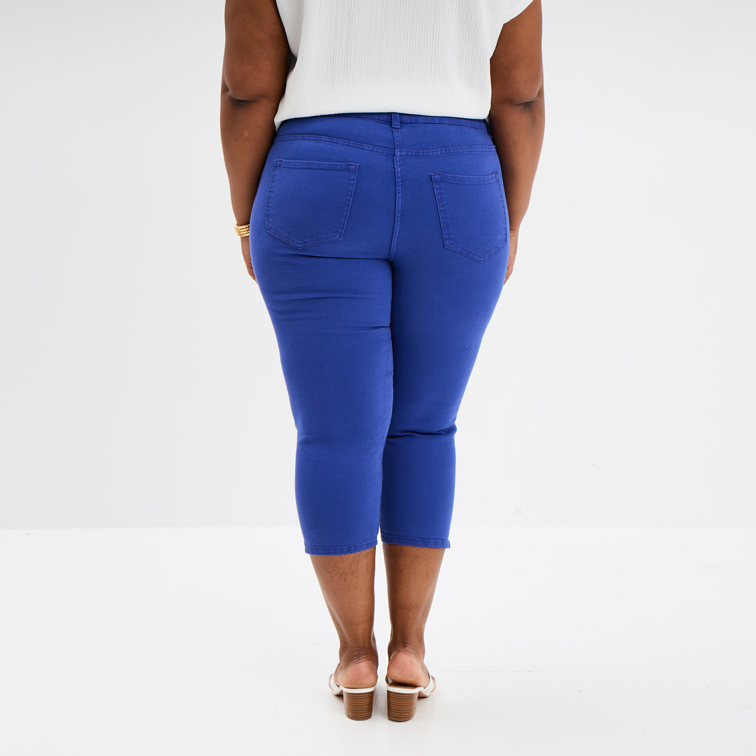 pantalon corsaire skinny taille haute bleu roi femmegt Pantalon corsaire skinny taille haute bleu roi femme grande taille