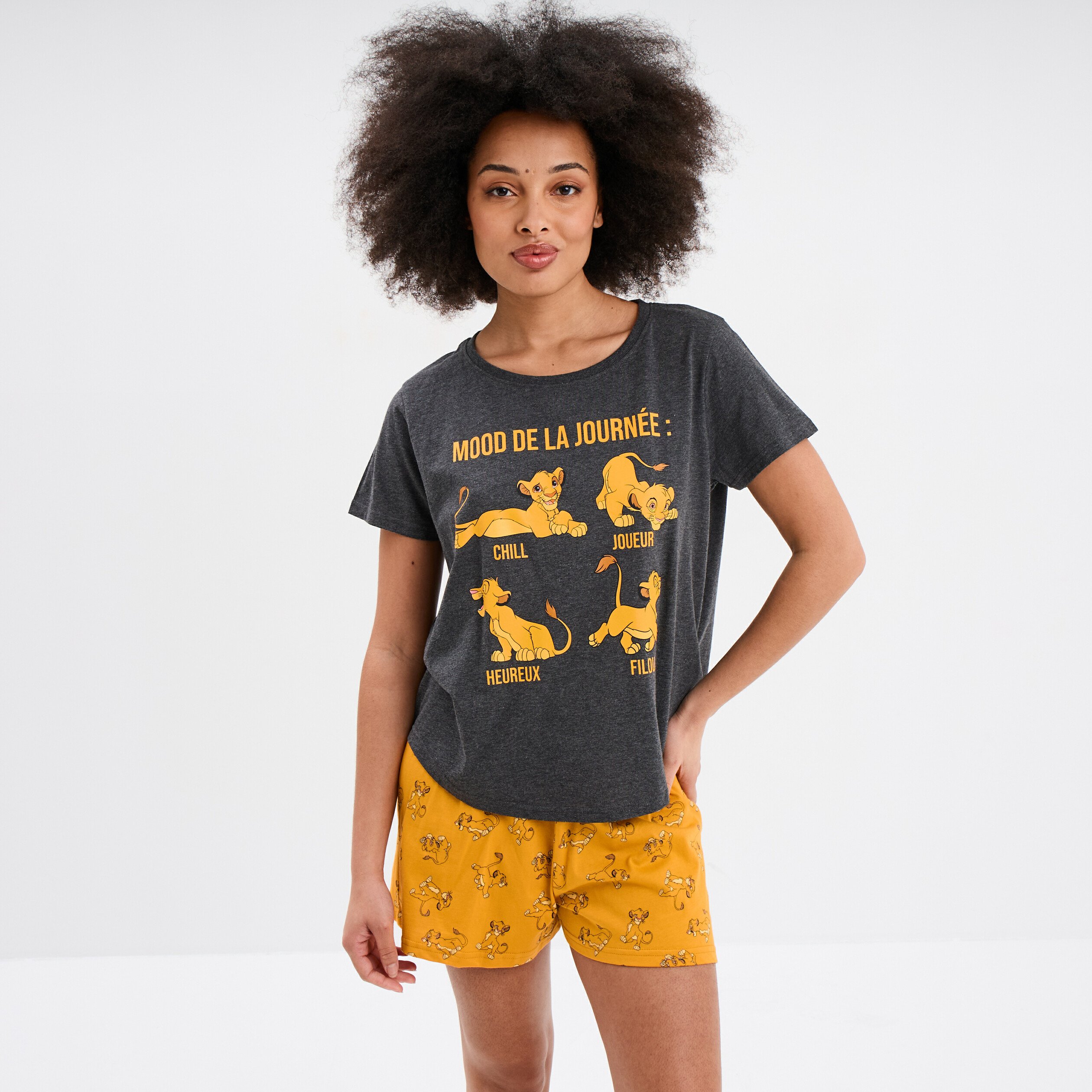 ensemble pyjama short le roi lion gris fonce femme Ensemble pyjama short Le Roi lion gris foncé femme