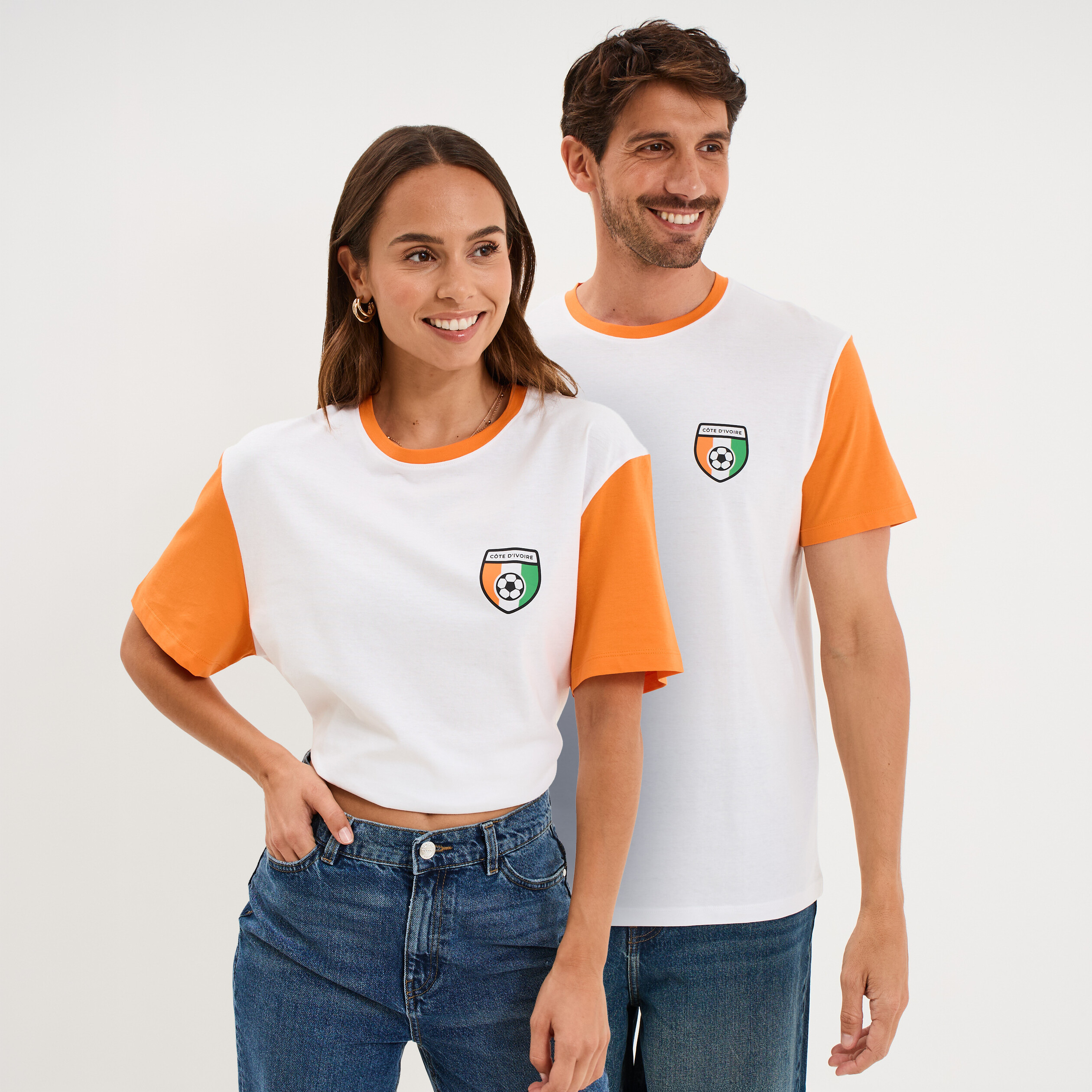 T-shirt maillot football C&ocirc;te d'Ivoire blanc mixte