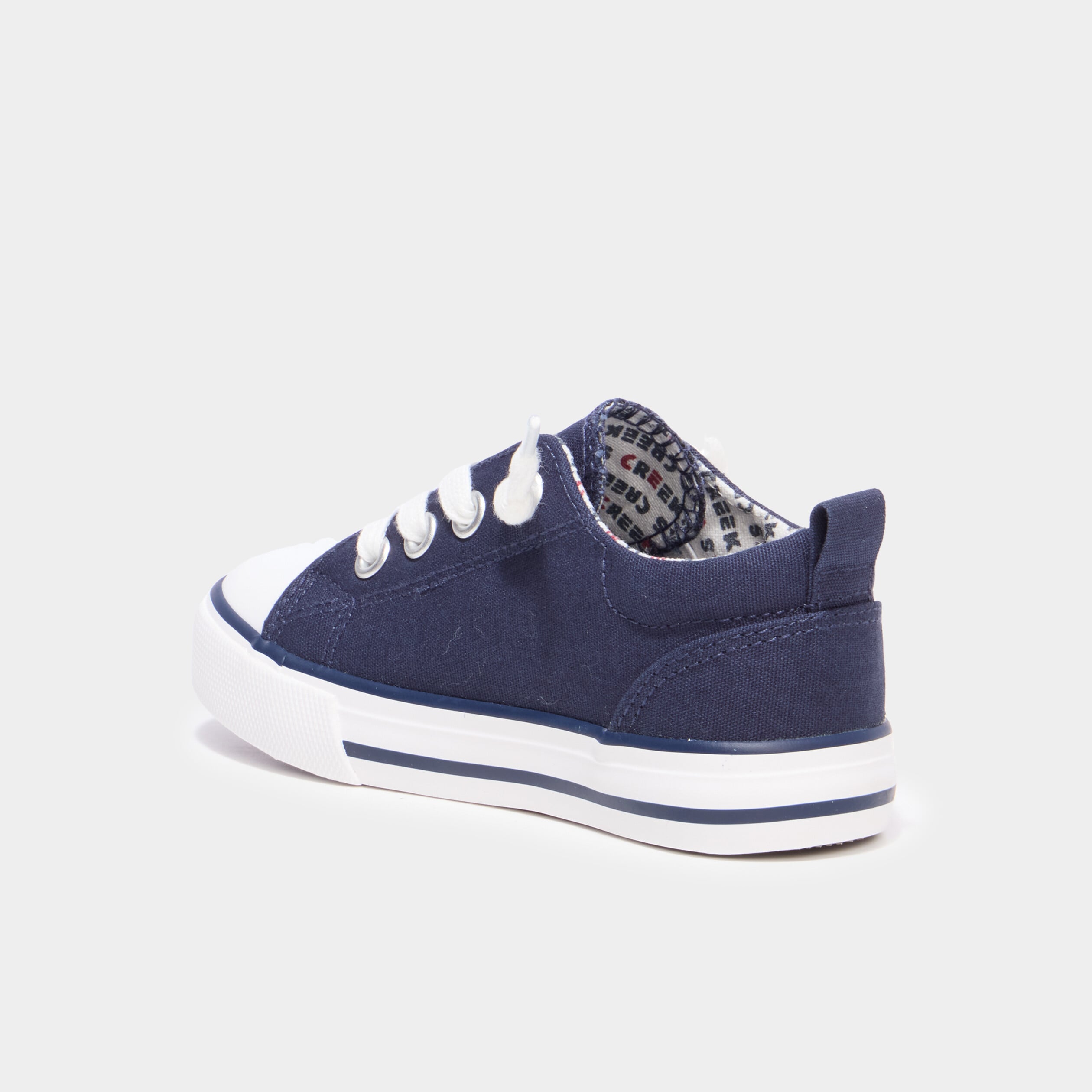 Tennis basses lacets toile bout renforc&eacute; bleu marine gar&ccedil;on
