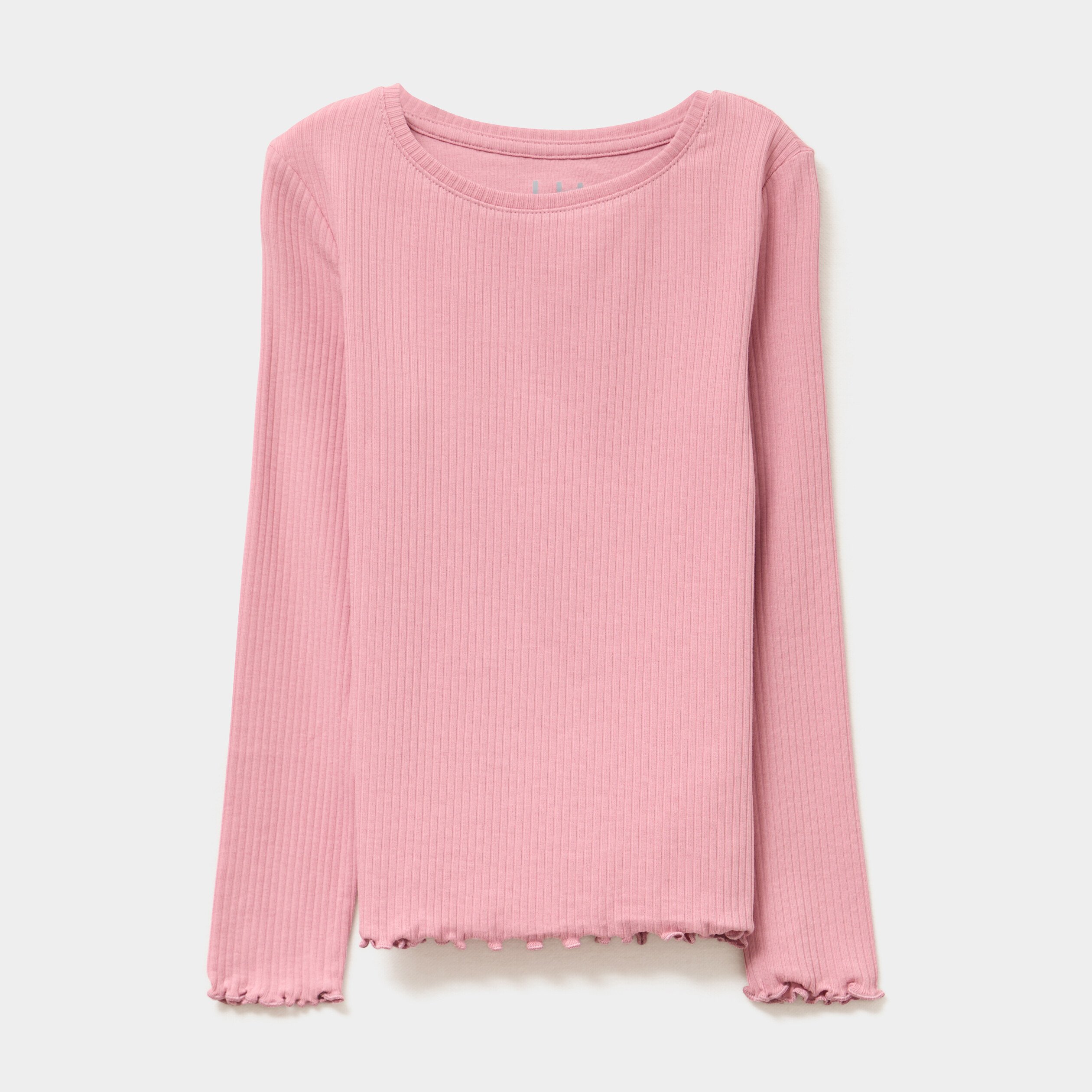 t shirt cotele manches longues coton vieux rose fille T-shirt côtelé manches longues coton vieux rose fille