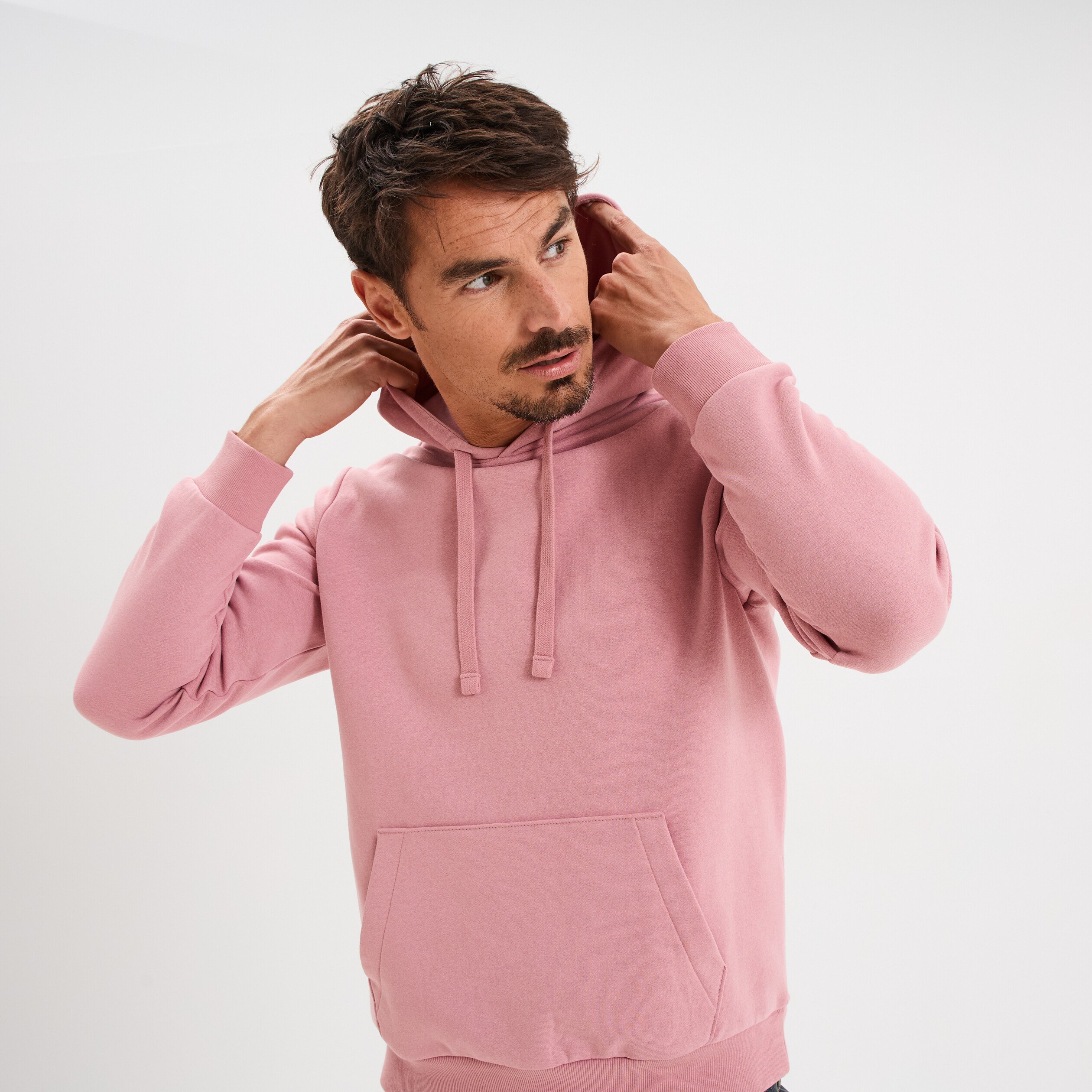 sweat molleton a capuche hoodie vieux rose homme Sweat molleton à capuche hoodie vieux rose homme