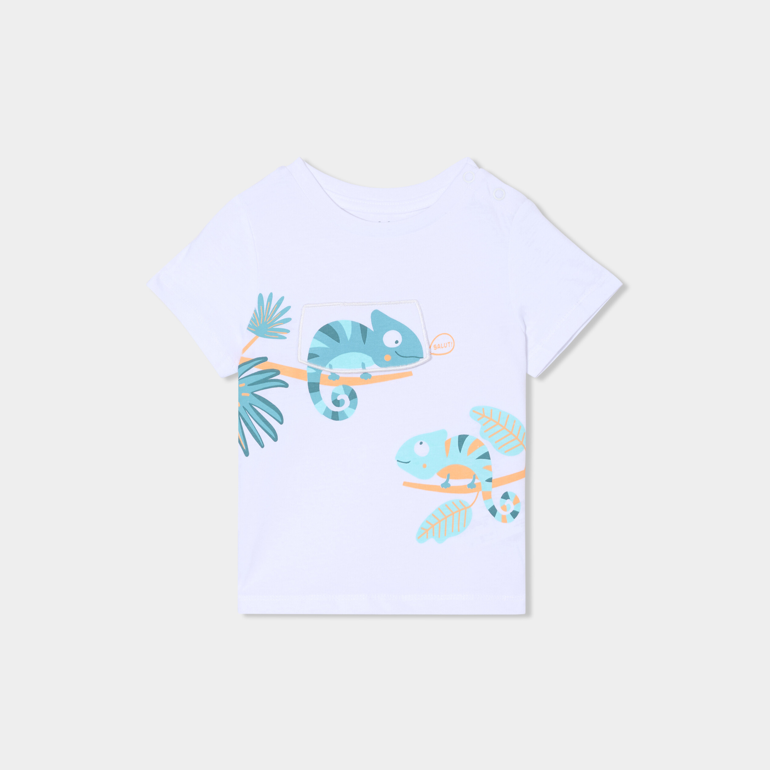 t shirt manches courtes col rond coton blanc bebeg T-shirt manches courtes col rond coton blanc bébé garçon