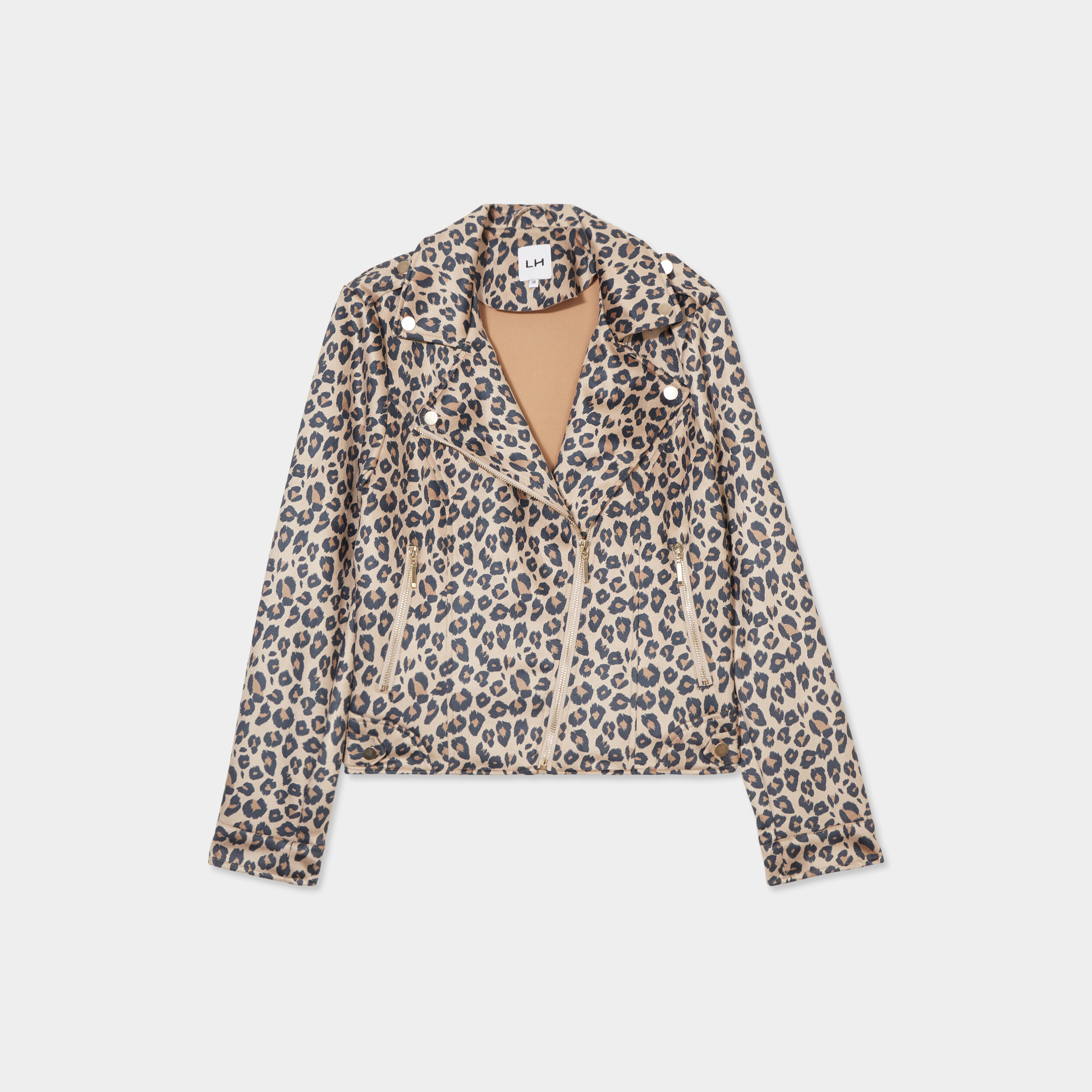 veste courte esprit biker effet suedine sable femme Veste courte esprit biker effet suédine sable femme