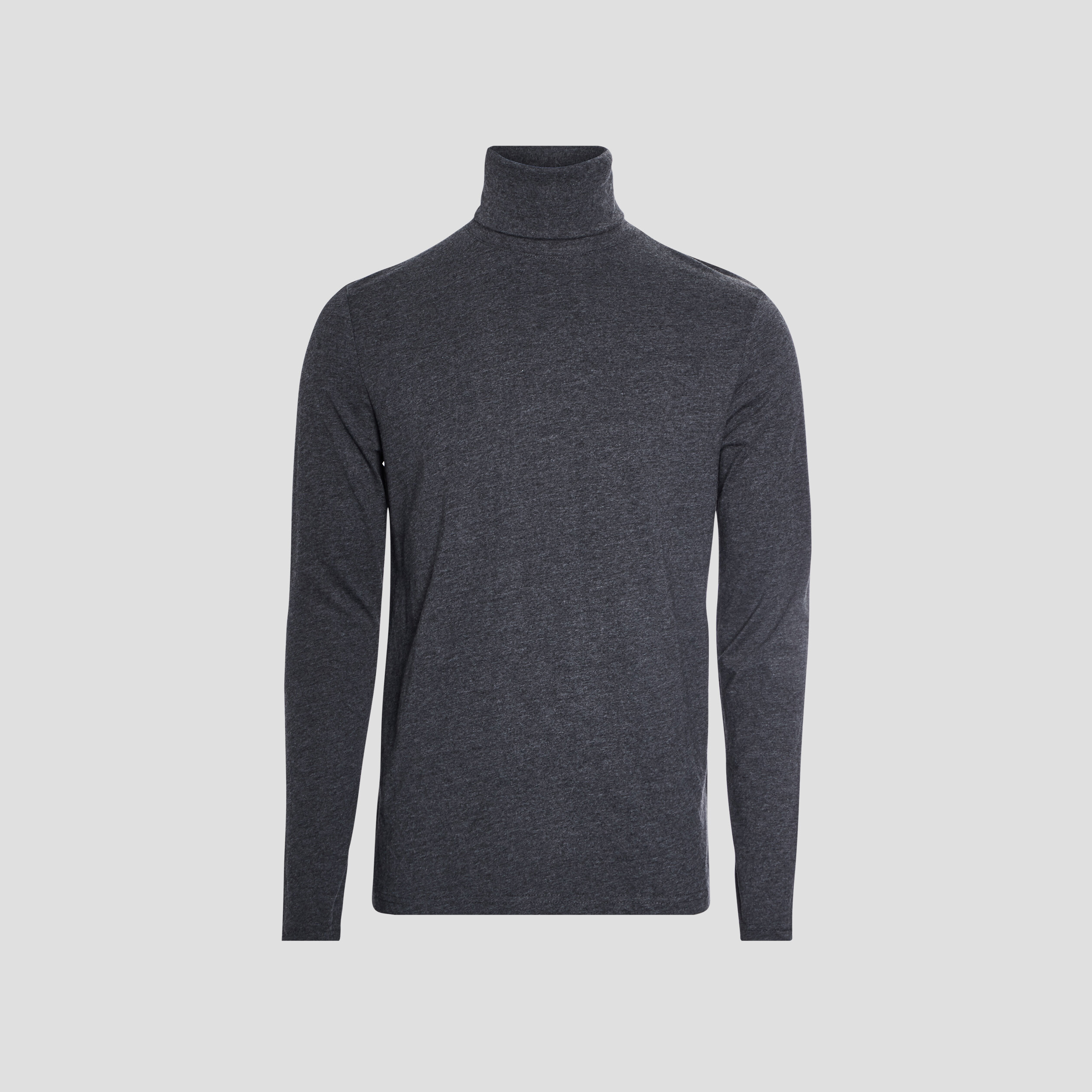 T-shirt col roul&eacute; manches longues gris fonc&eacute; homme