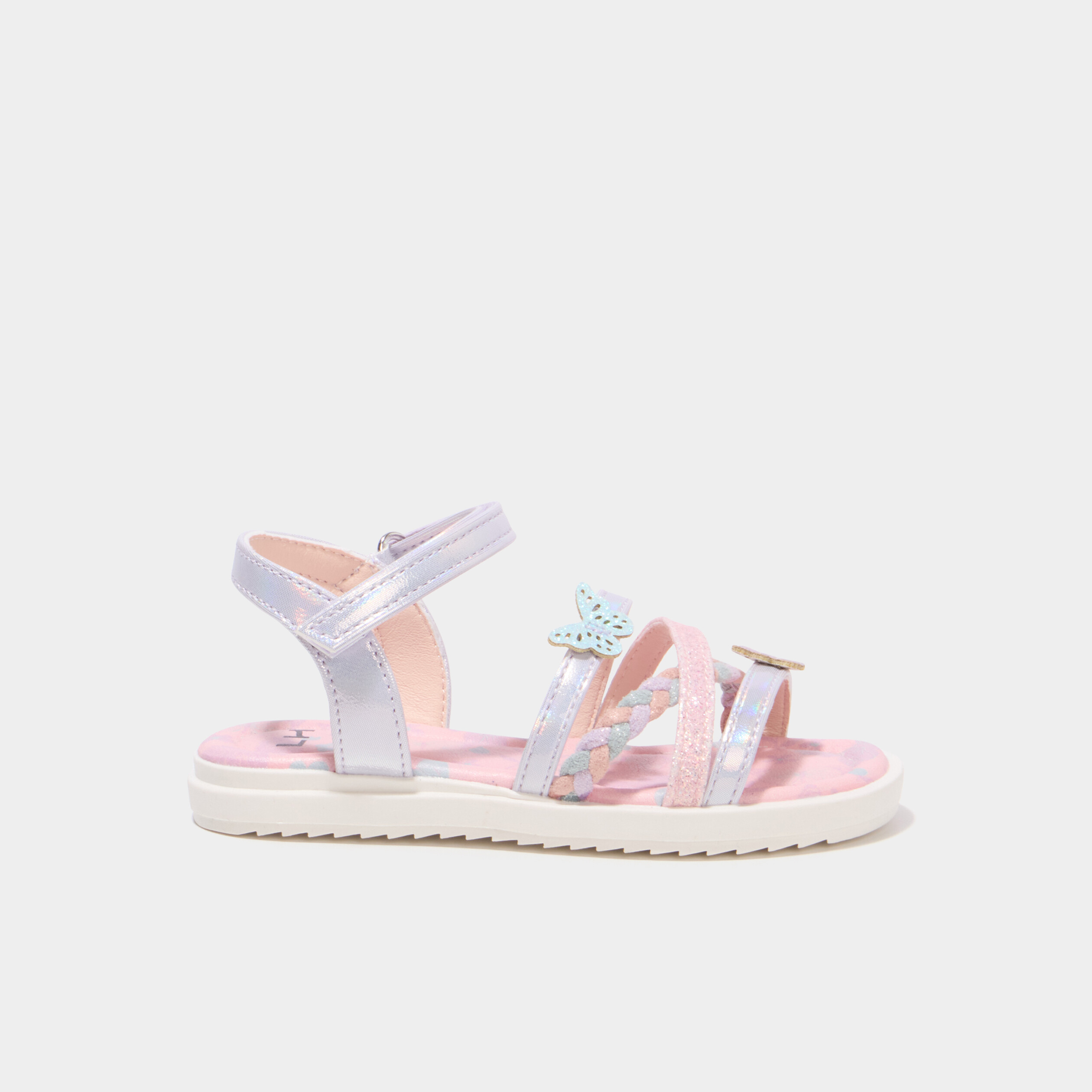 Sandales brides &agrave; scratch semelle souple multicolore fille