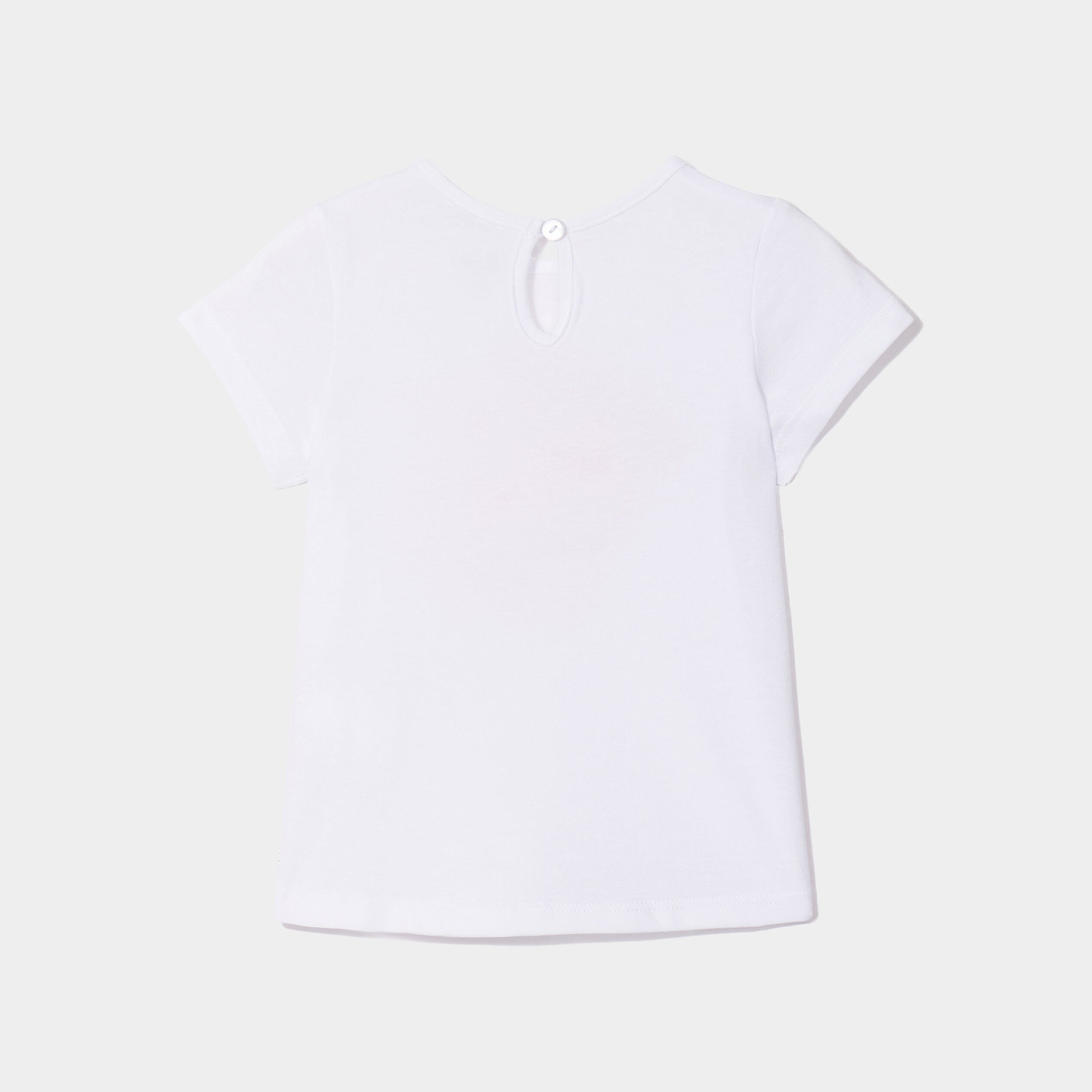 t shirt col rond manches courtes coton blanc bebef T-shirt col rond manches courtes coton blanc bébé fille