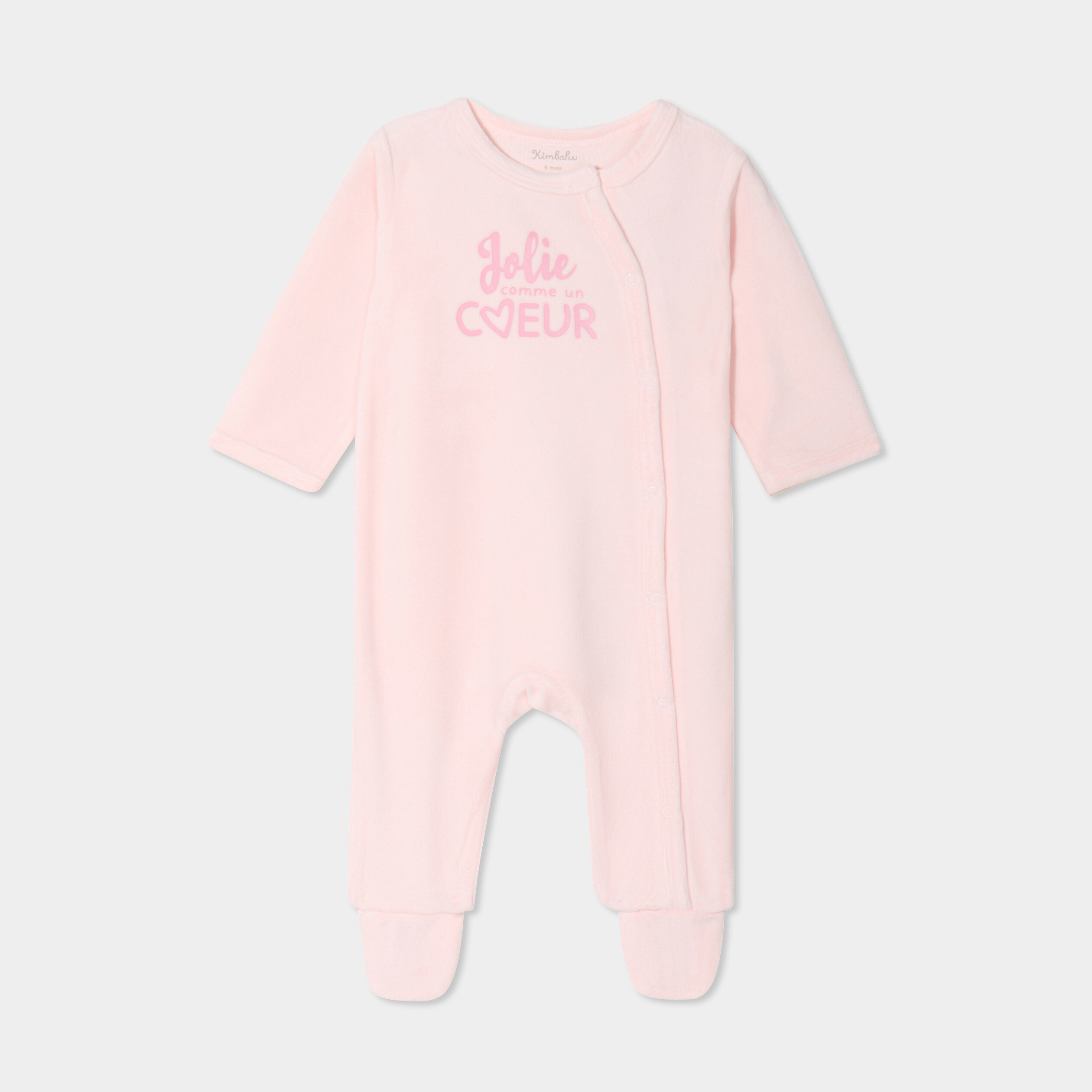 Dors-bien effet velours manches longues rose clair b&eacute;b&eacute;