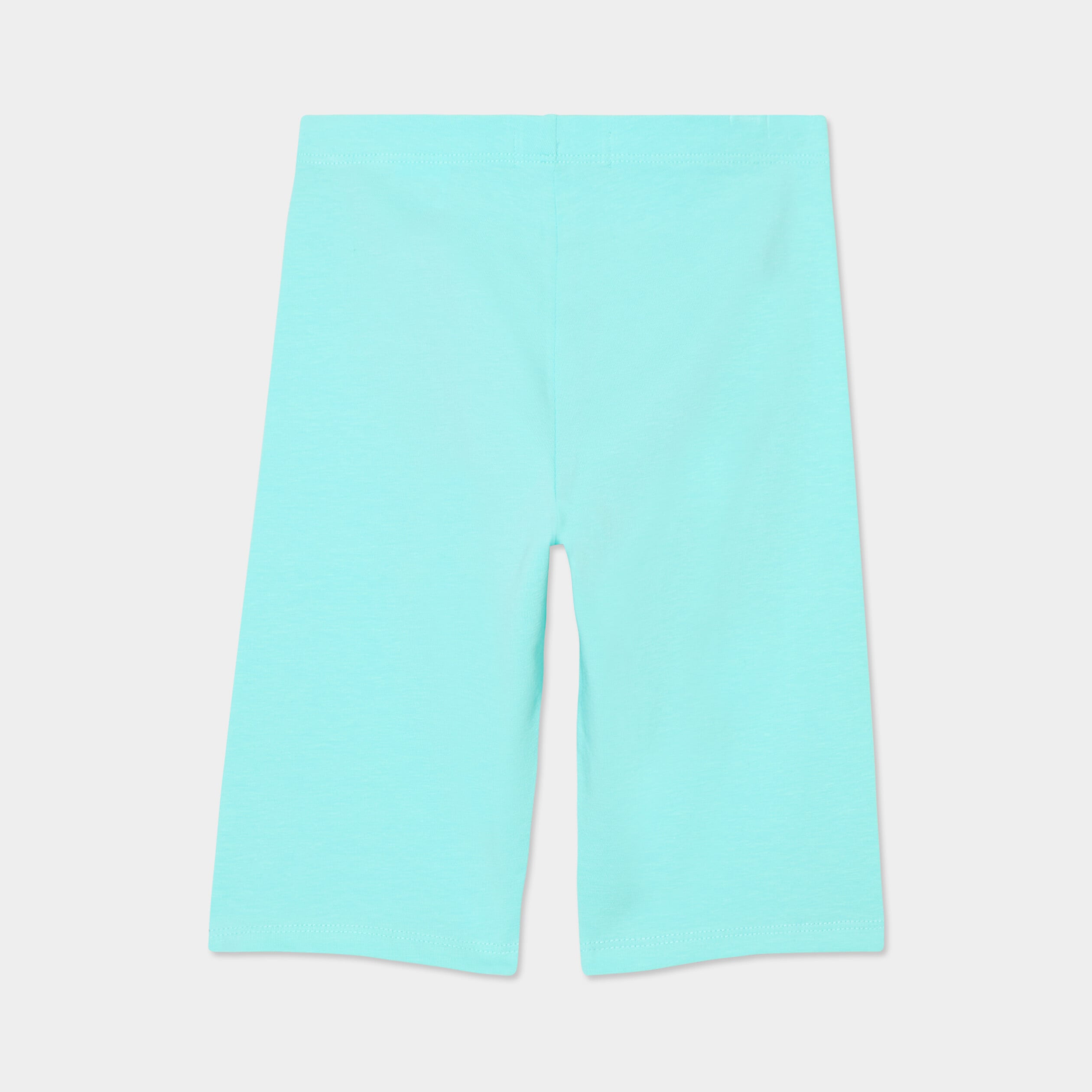 Short cycliste coton taille &eacute;lastiqu&eacute;e bleu turquoise fille