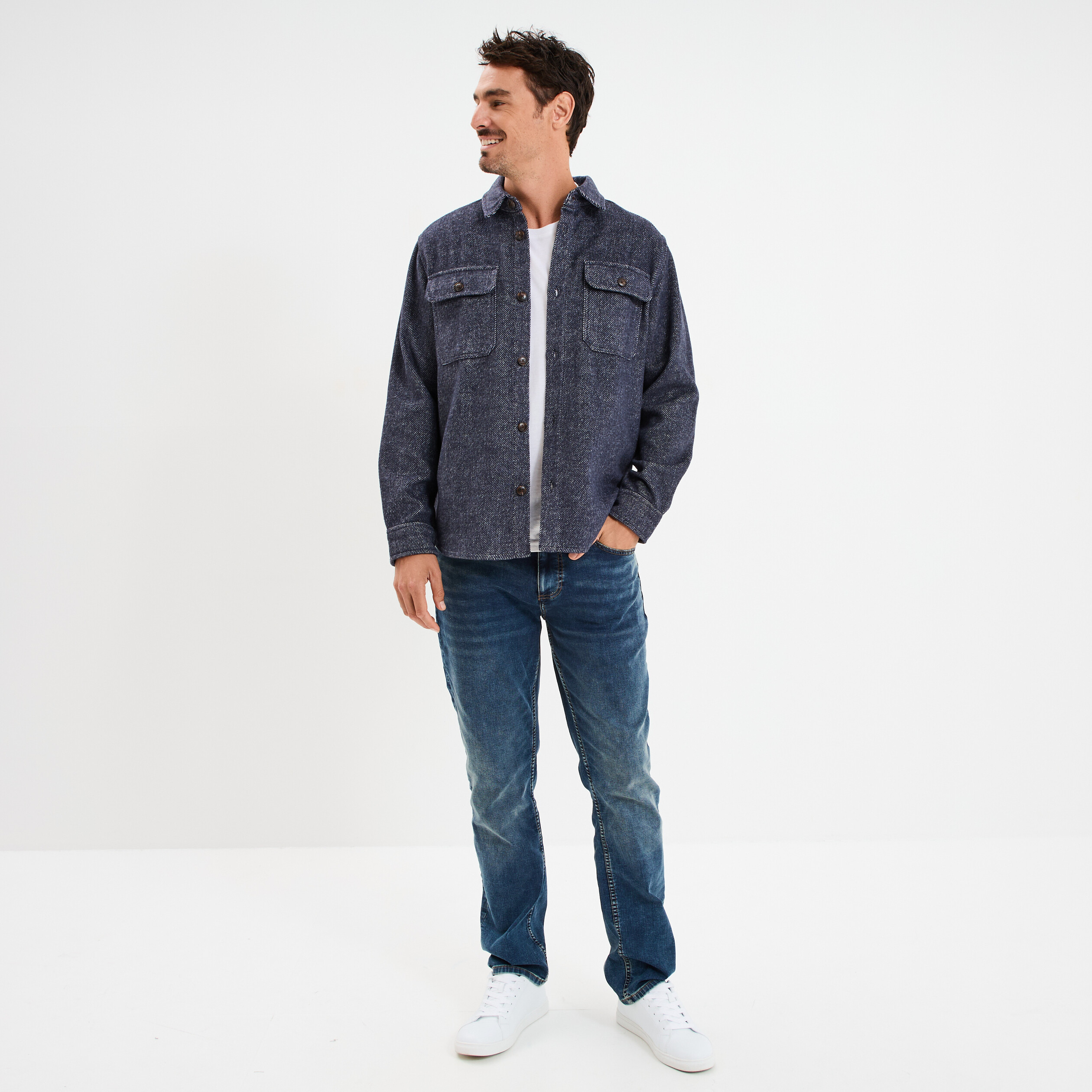 Surchemise manches longues bleu marine homme