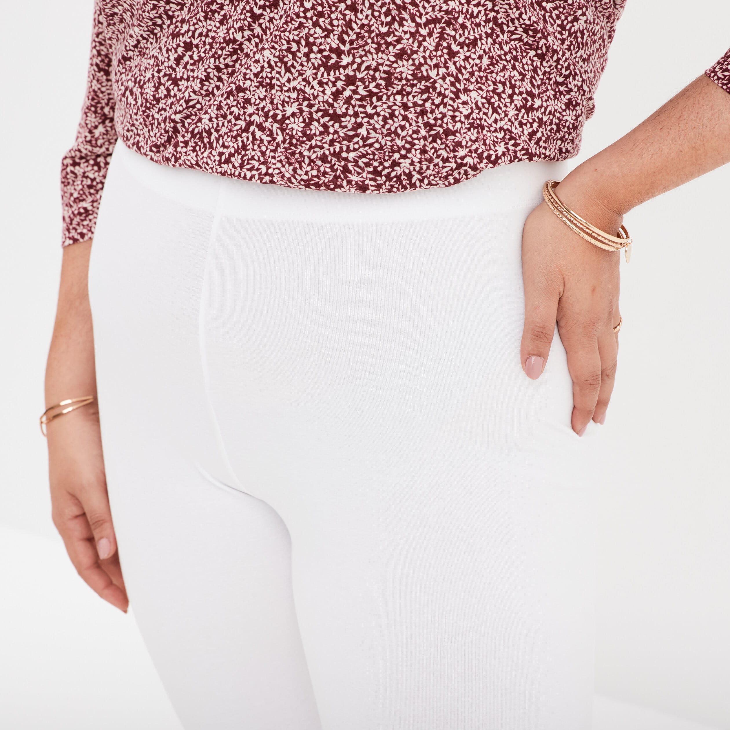 Legging avec taille &eacute;lastiqu&eacute;e blanc femme grande taille