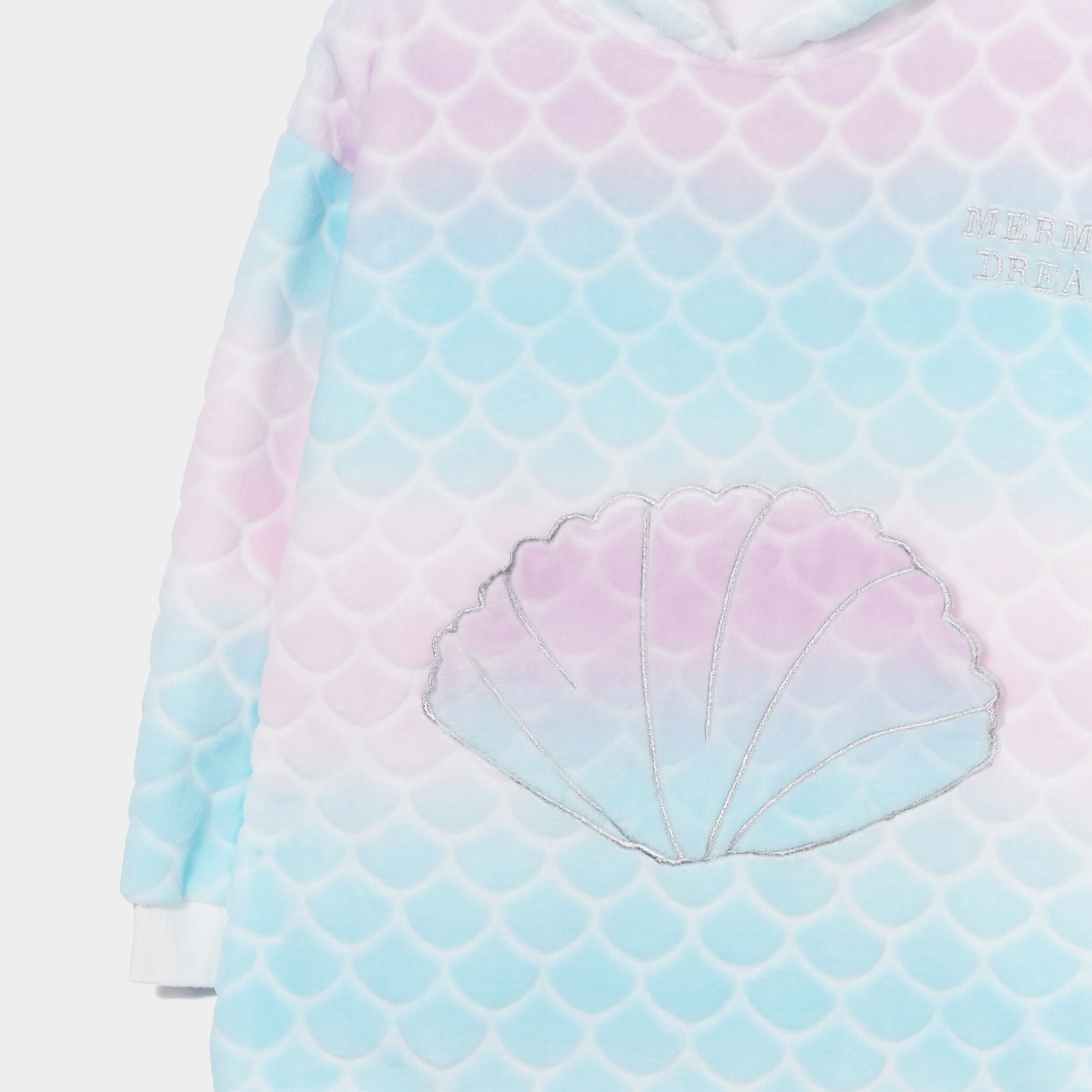 poncho plaid a capuche effet polaire violet fille Poncho plaid à capuche effet polaire violet fille