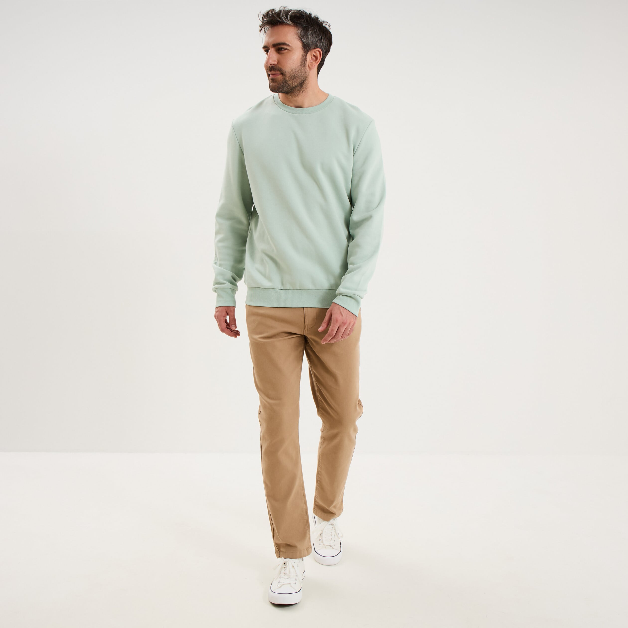 Pantalon chino droit confort beige homme