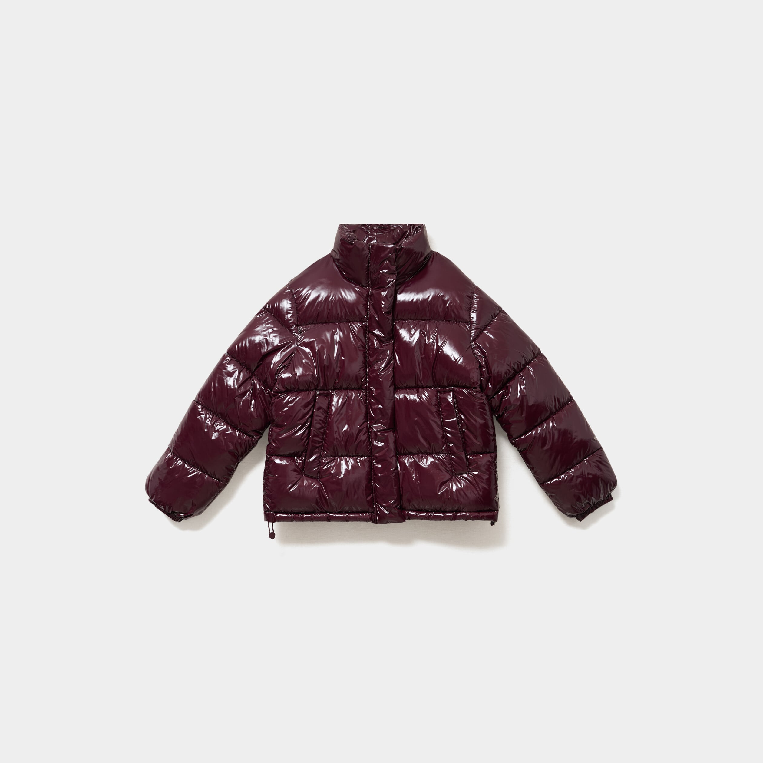 Doudoune courte oversize col montant violet fonc&eacute; femme