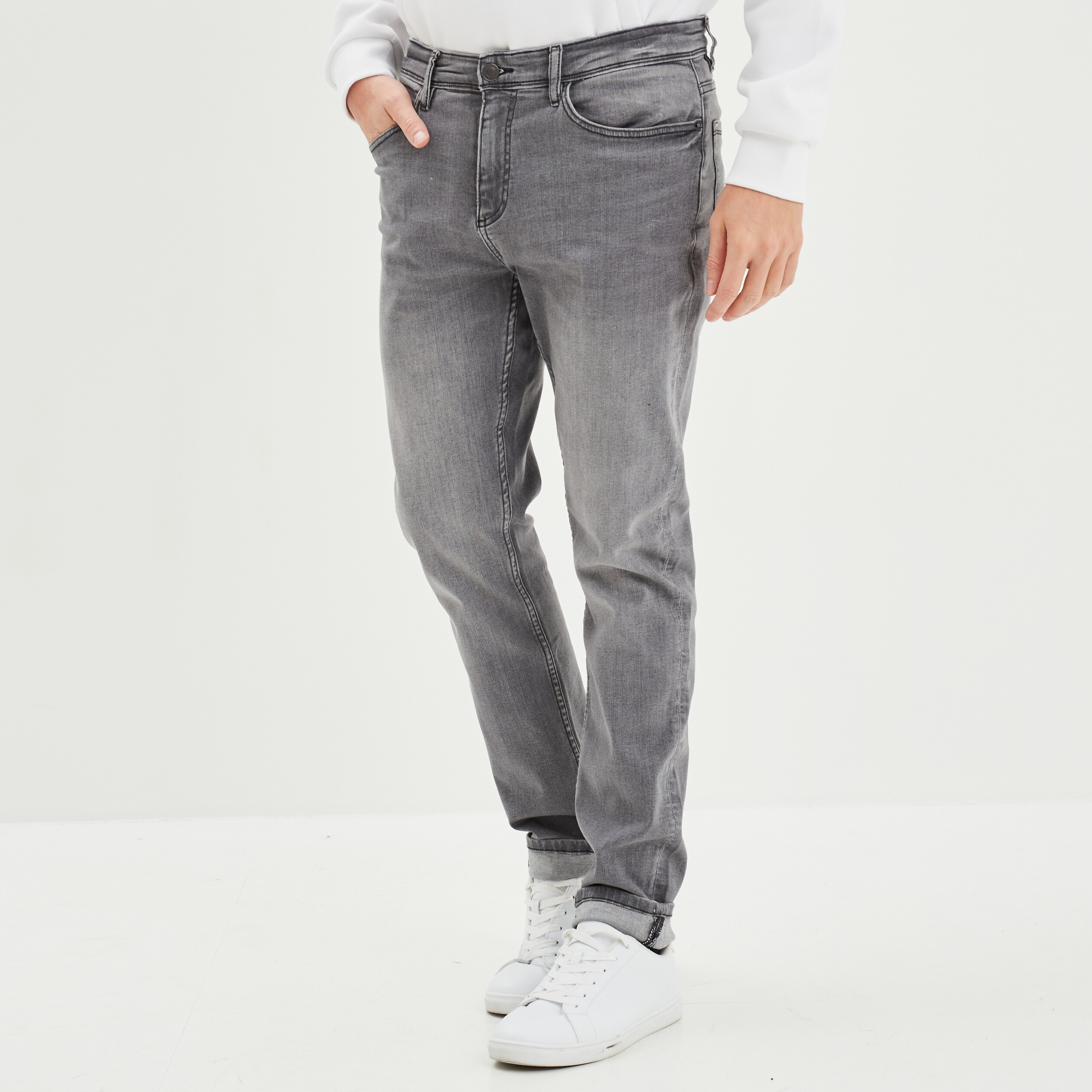 Jeans slim 5 poches denim gris homme