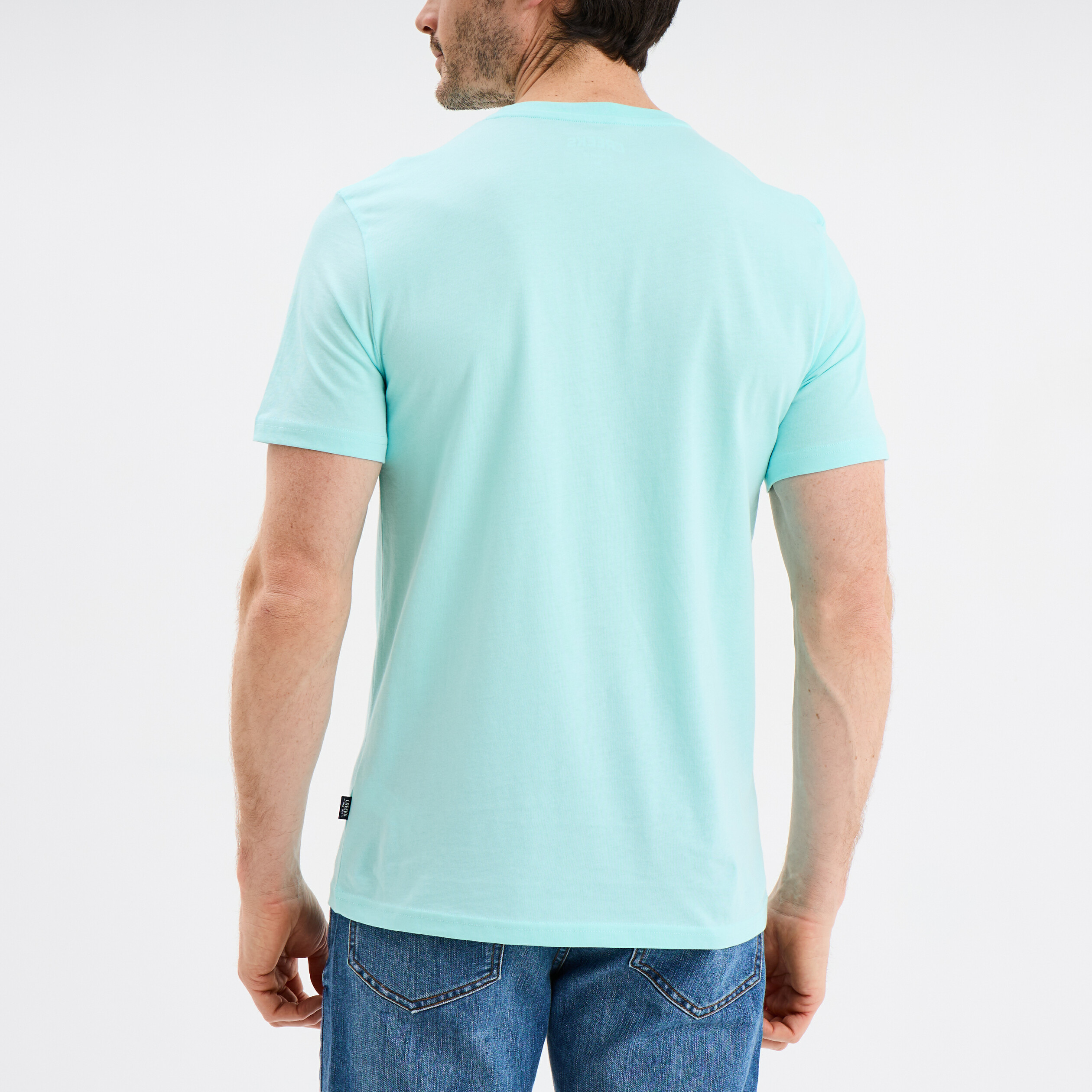 t shirt col rond manches courtes coton bleu turquoise homme T-shirt col rond manches courtes coton bleu turquoise homme