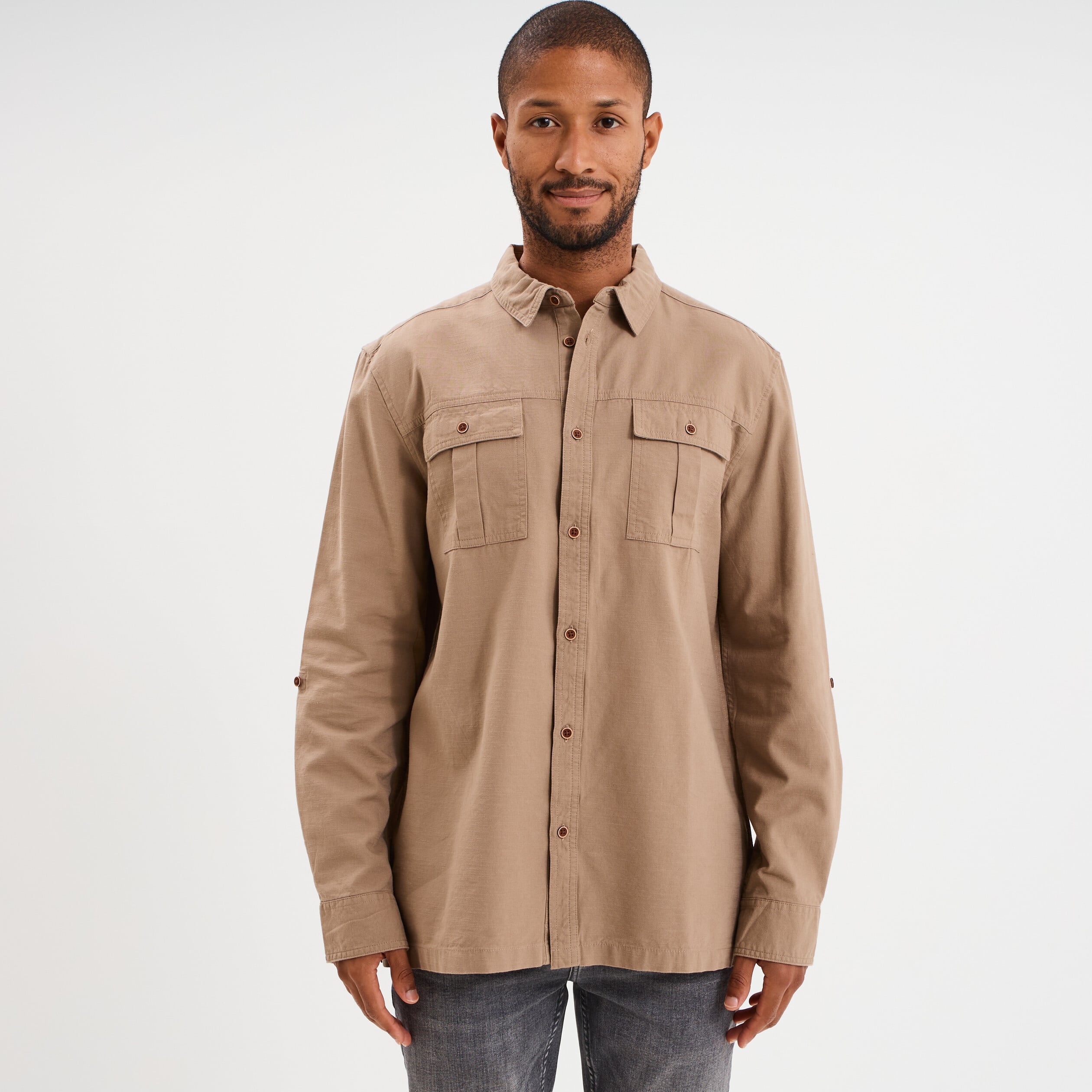 chemise américaine finement brodée de bambous... Bambous on the loose noire