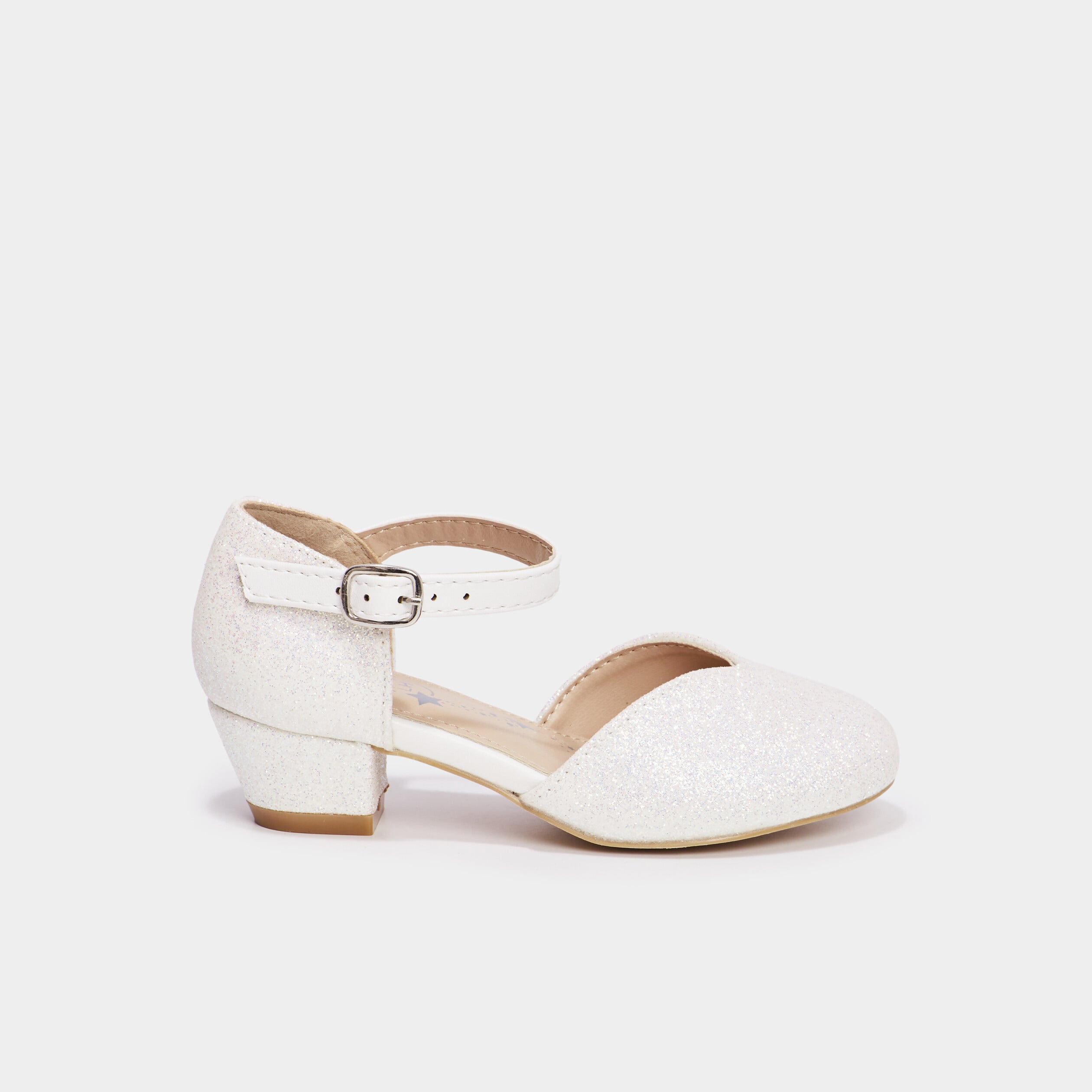Babies c&eacute;r&eacute;monie &agrave; talons paillettes blanc fille