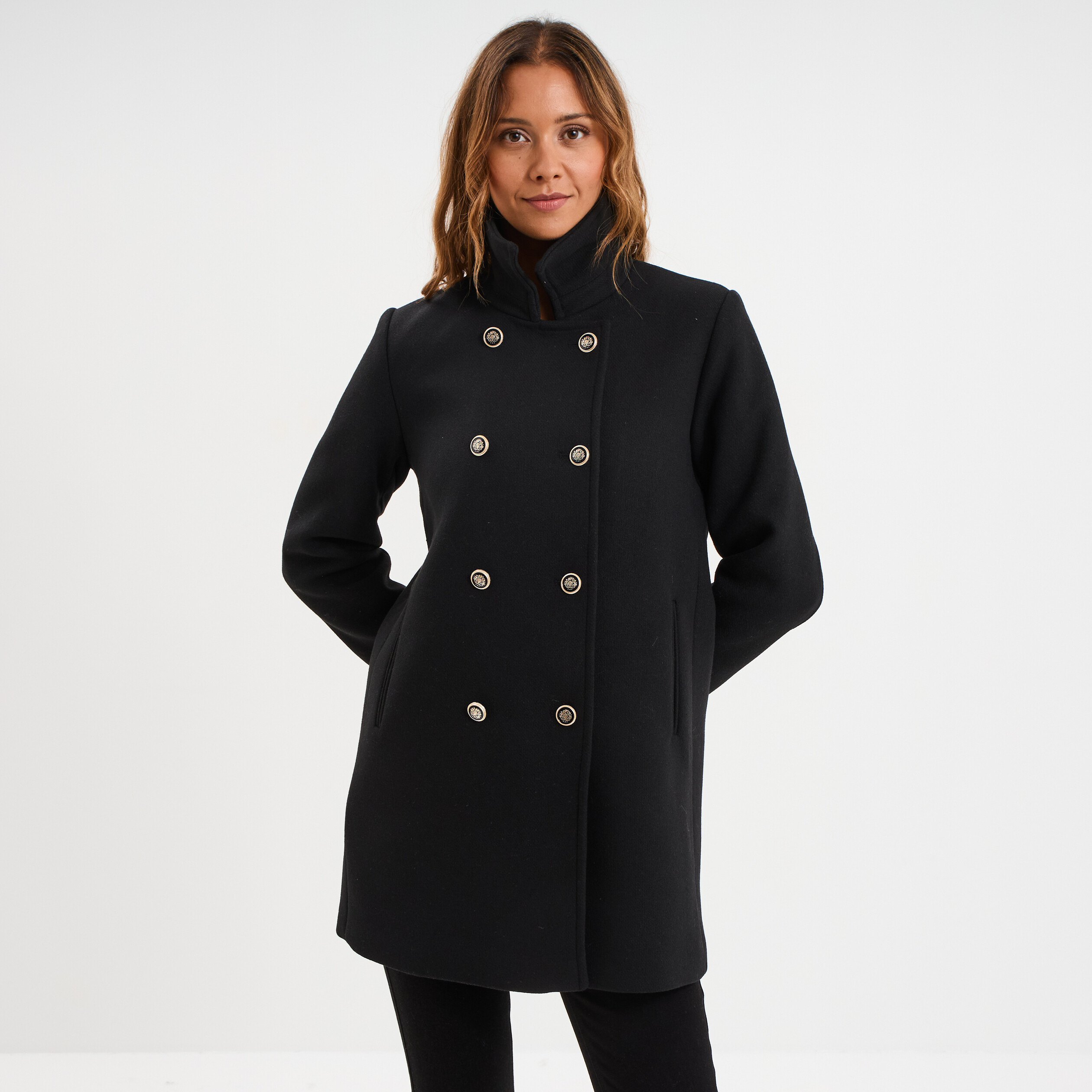 manteau caban double boutonnage noir femme Manteau caban double boutonnage noir femme