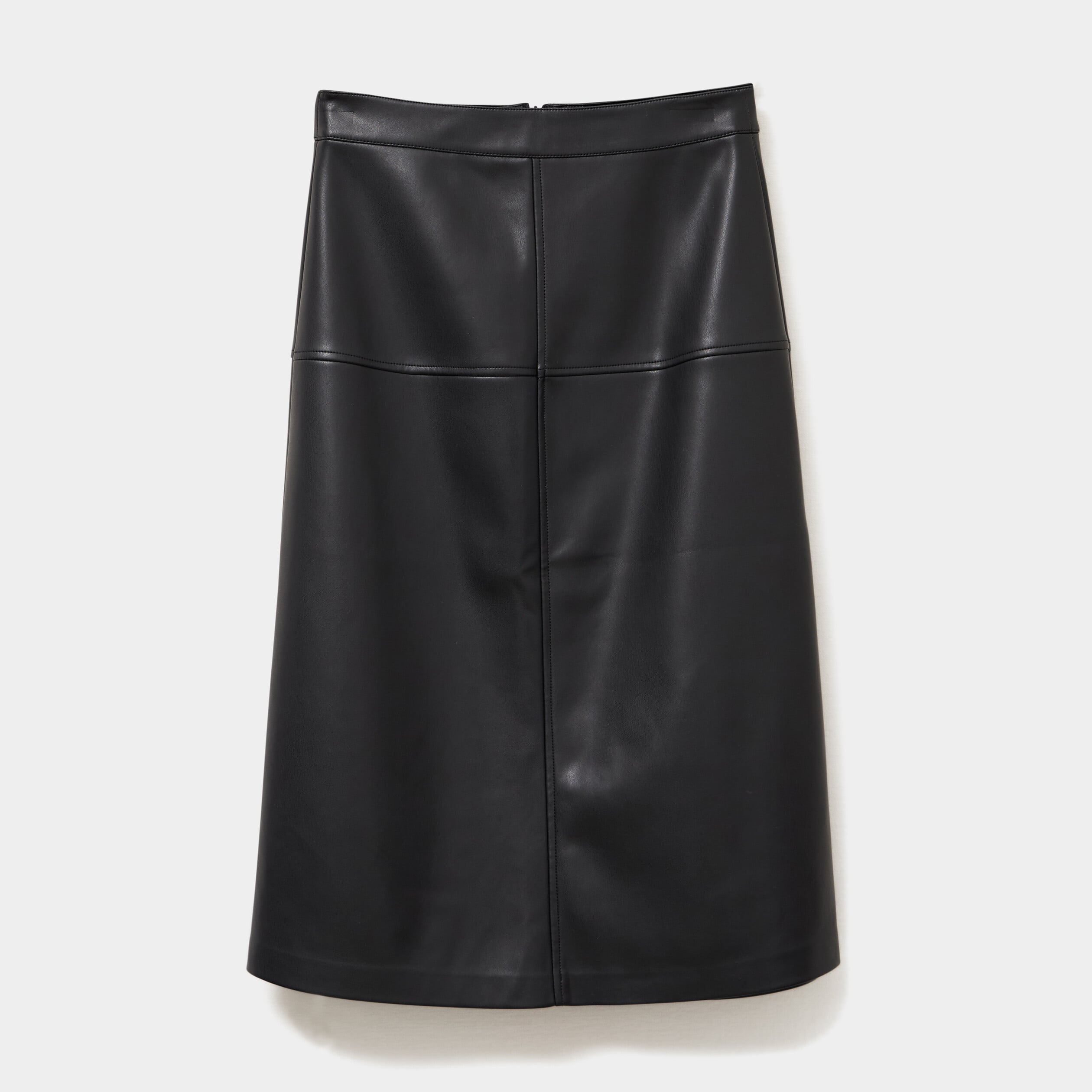 Jupe longue simili cuir trap&egrave;ze noir femme