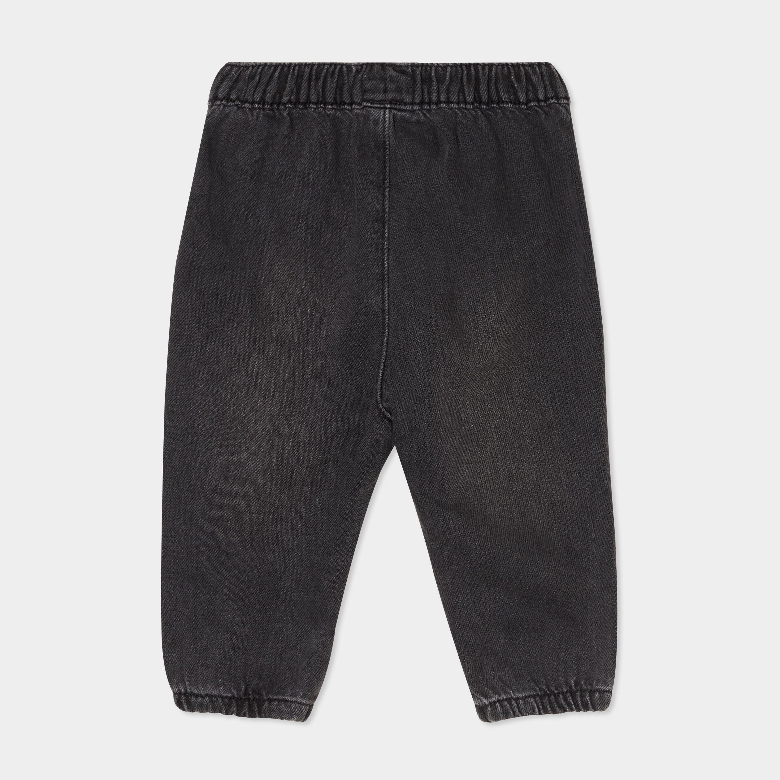jeans bas elastique coton denim noir bebef Jeans bas élastiqué coton denim noir bébé fille