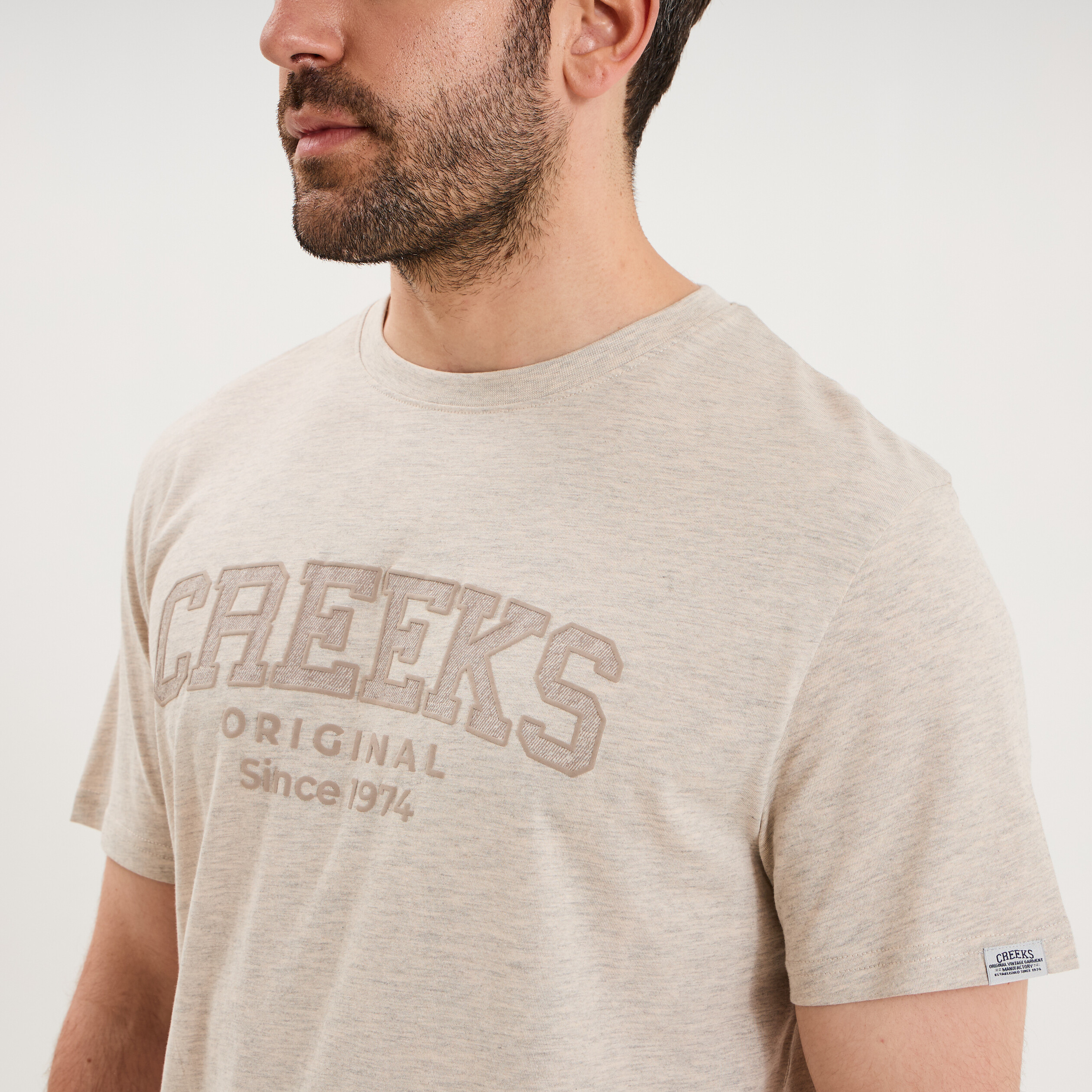 T-shirt manches courtes coton beige homme