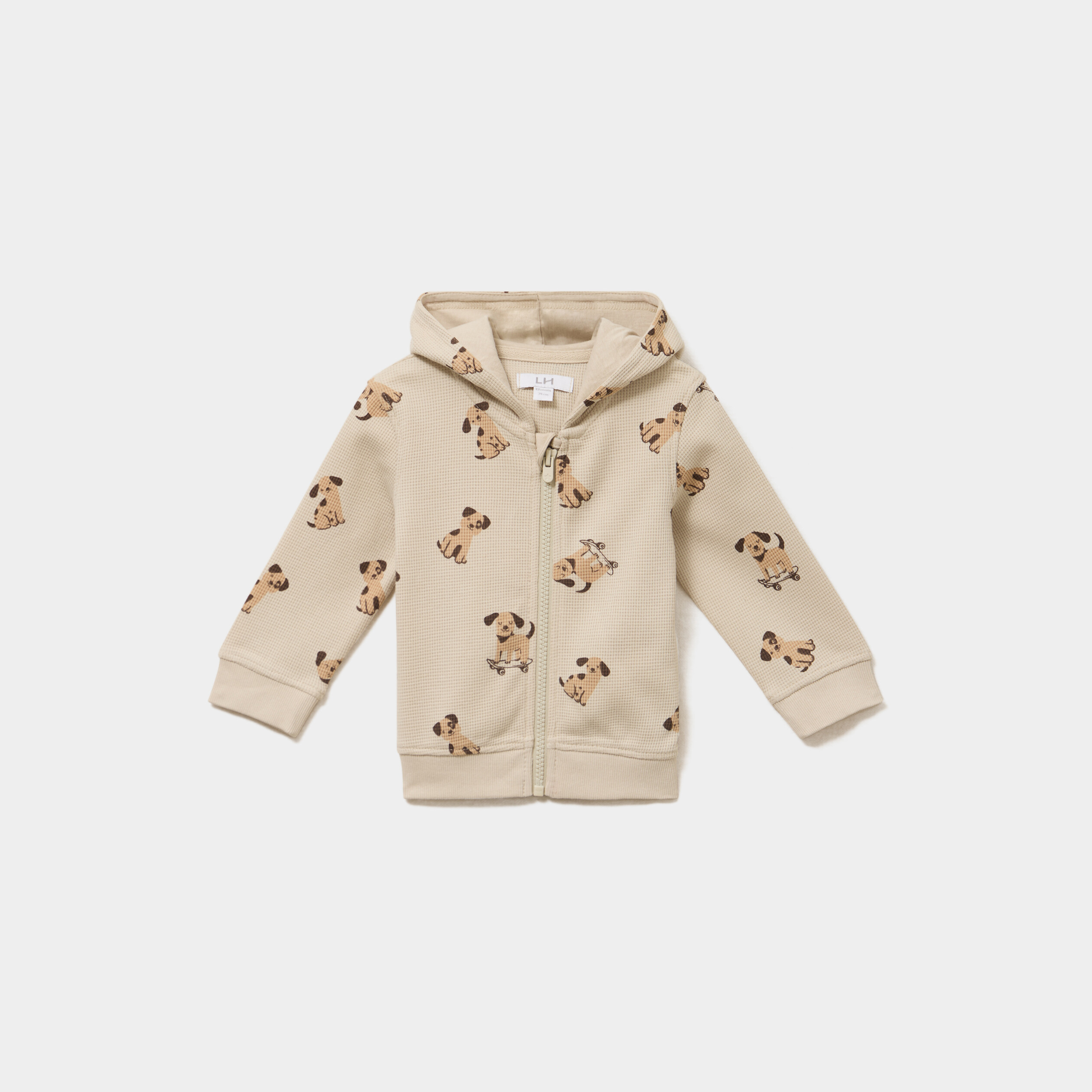 Sweat zipp&eacute; &agrave; capuche coton ecru b&eacute;b&eacute; gar&ccedil;on