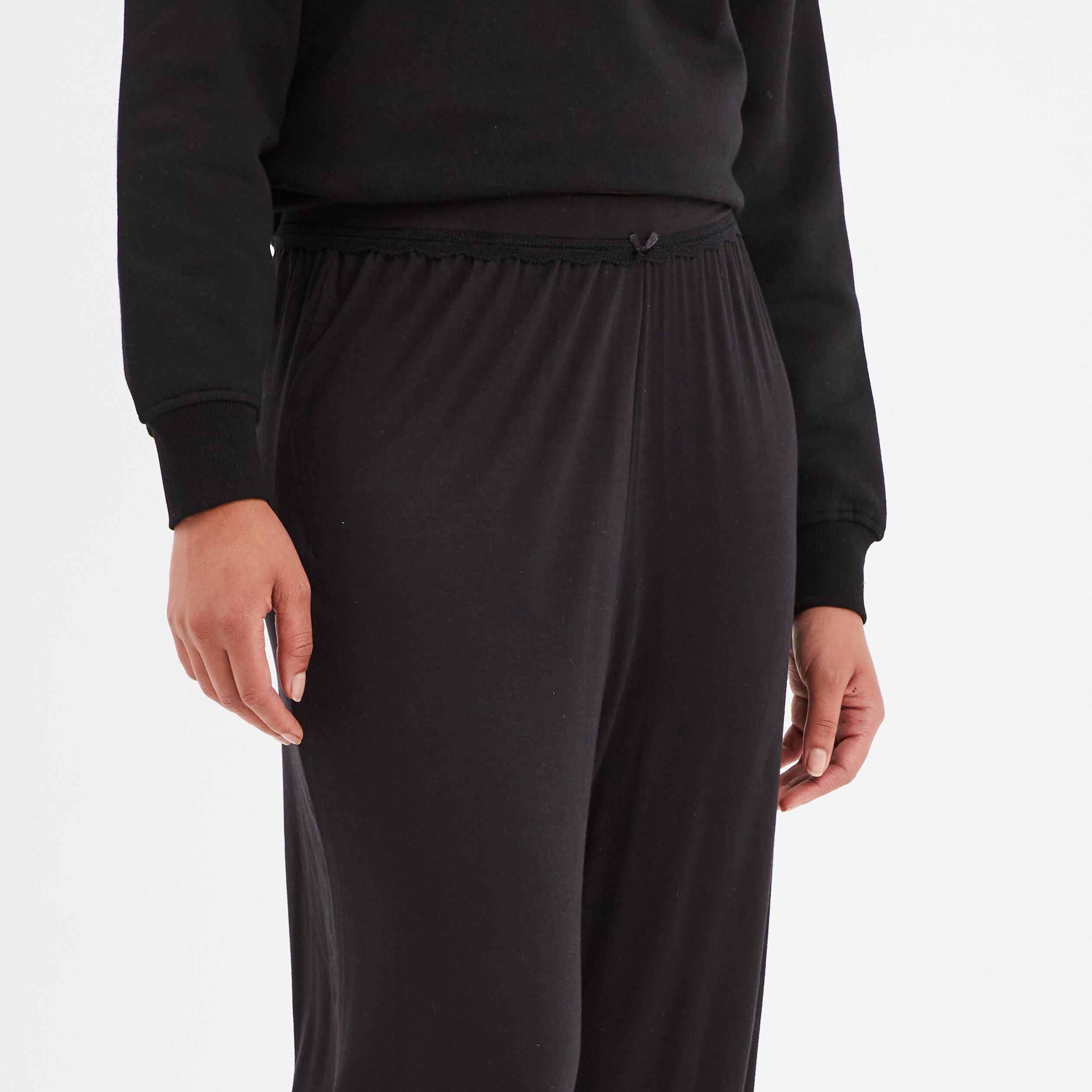 pantalon de pyjama droit fluide noir femme Pantalon de pyjama droit fluide noir femme