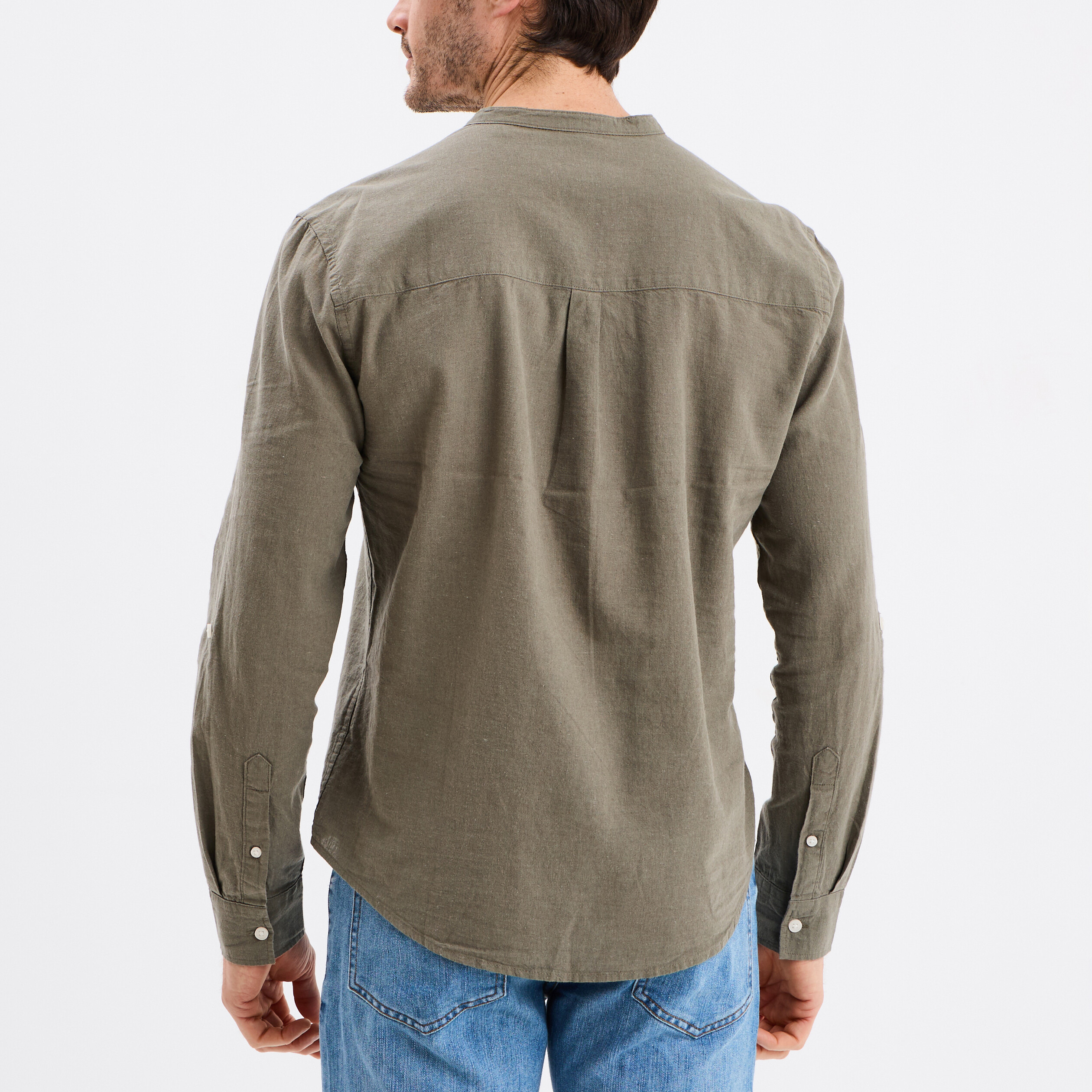 Chemise En Lin Col Mao Garçon Vert Sauge 10A - VERTBAUDET, Confortable Et Stylée Pour Enfants