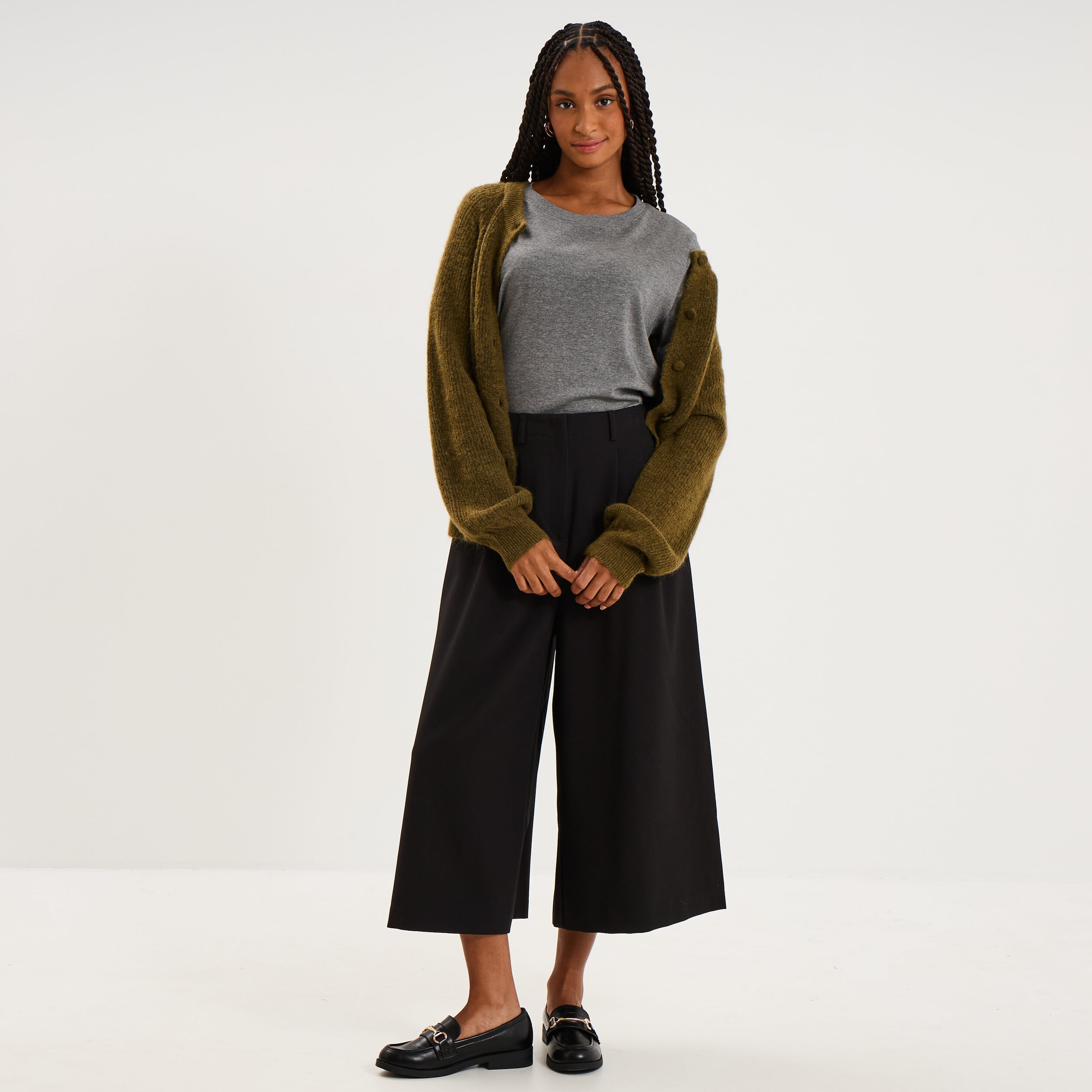 T-shirt manches courtes col rond coton gris femme