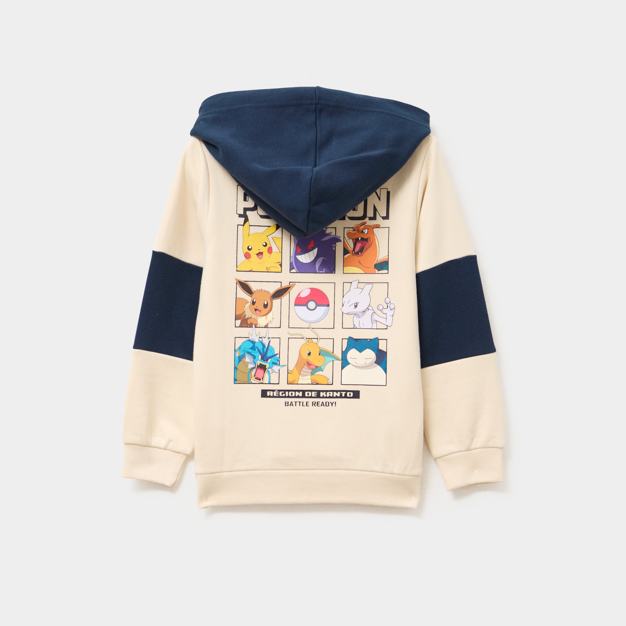 sweat hoodie 1 poche coton pokemon ecru garcon Sweat hoodie 1 poche coton Pokémon ecru garçon