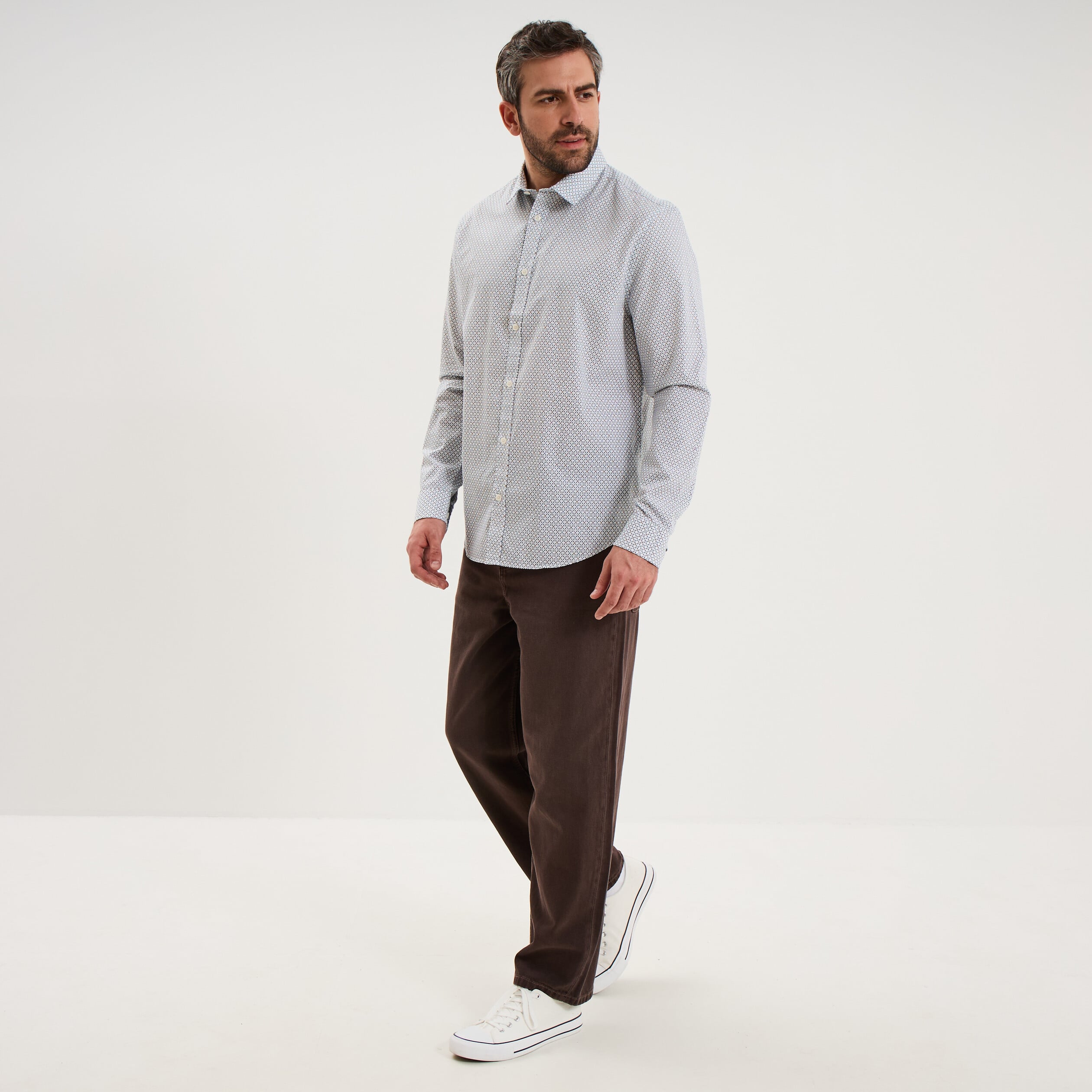 Jean large baggy 5 poches marron fonc&eacute; homme