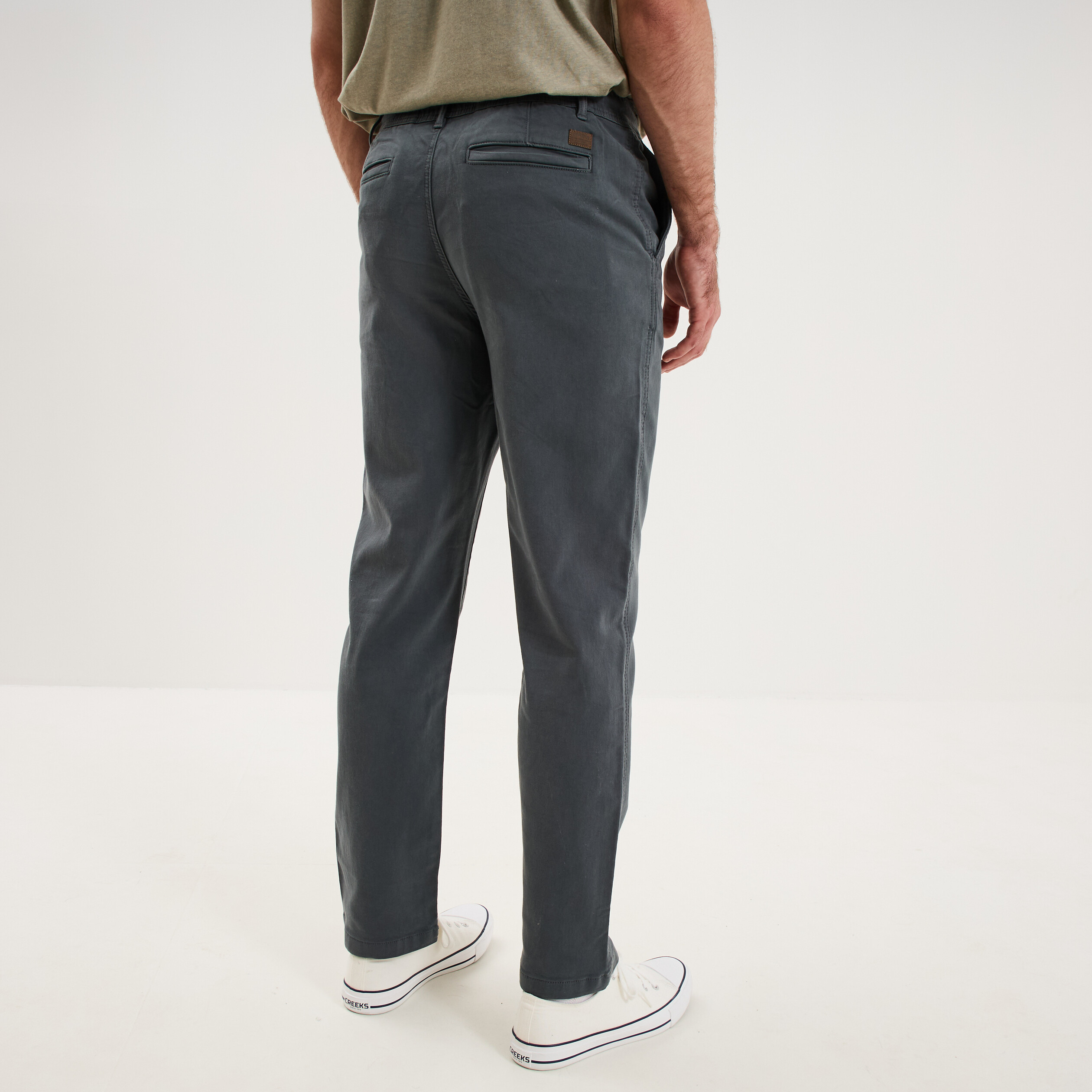 Pantalon chino droit confort vert fonc&eacute; homme