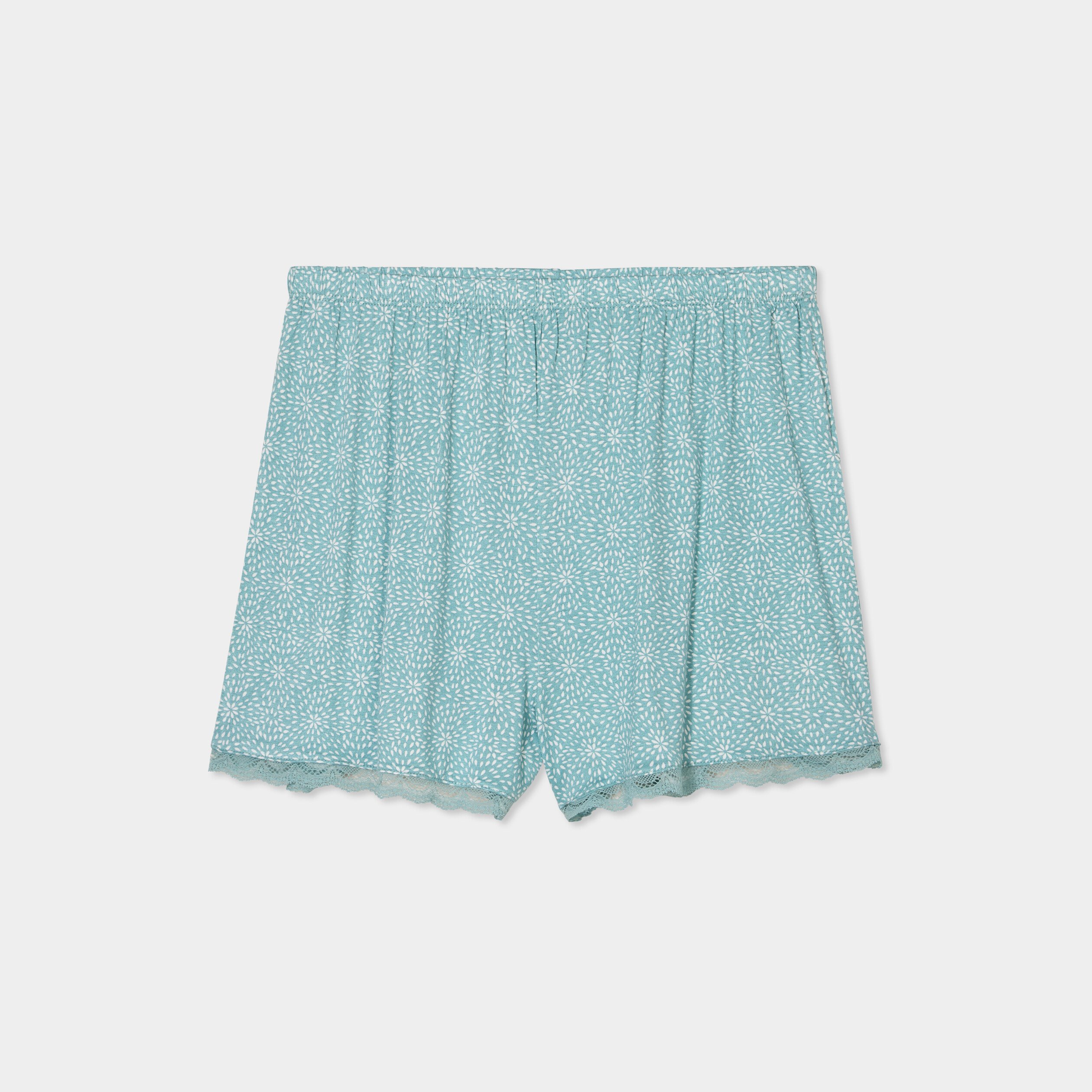 bas de pyjama short details dentelle vert menthe femme Bas de pyjama short détails dentelle vert menthe femme