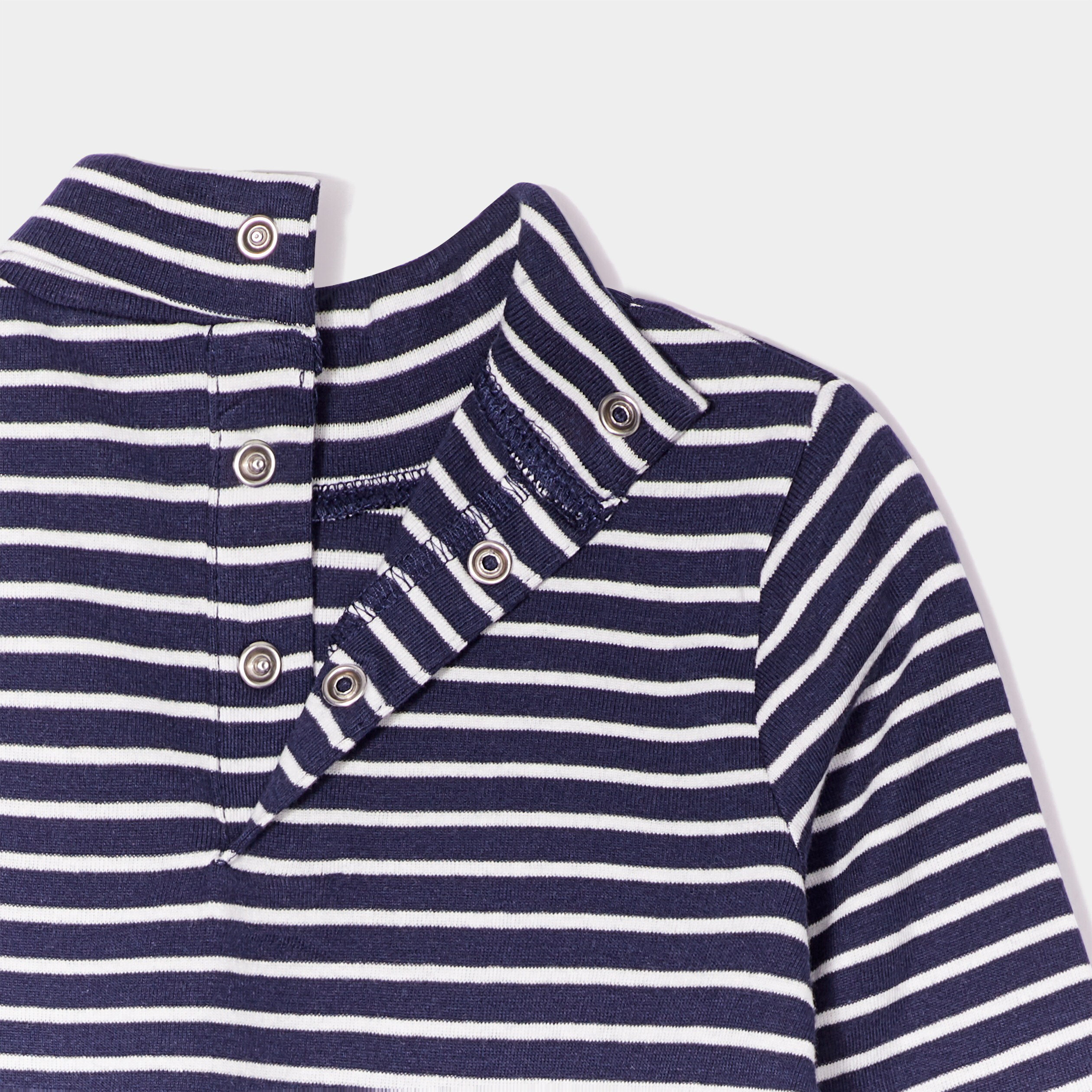 sous pull col roule boutonne coton bleu marine bebeg Sous-pull col roulé boutonné coton bleu marine bébé garçon