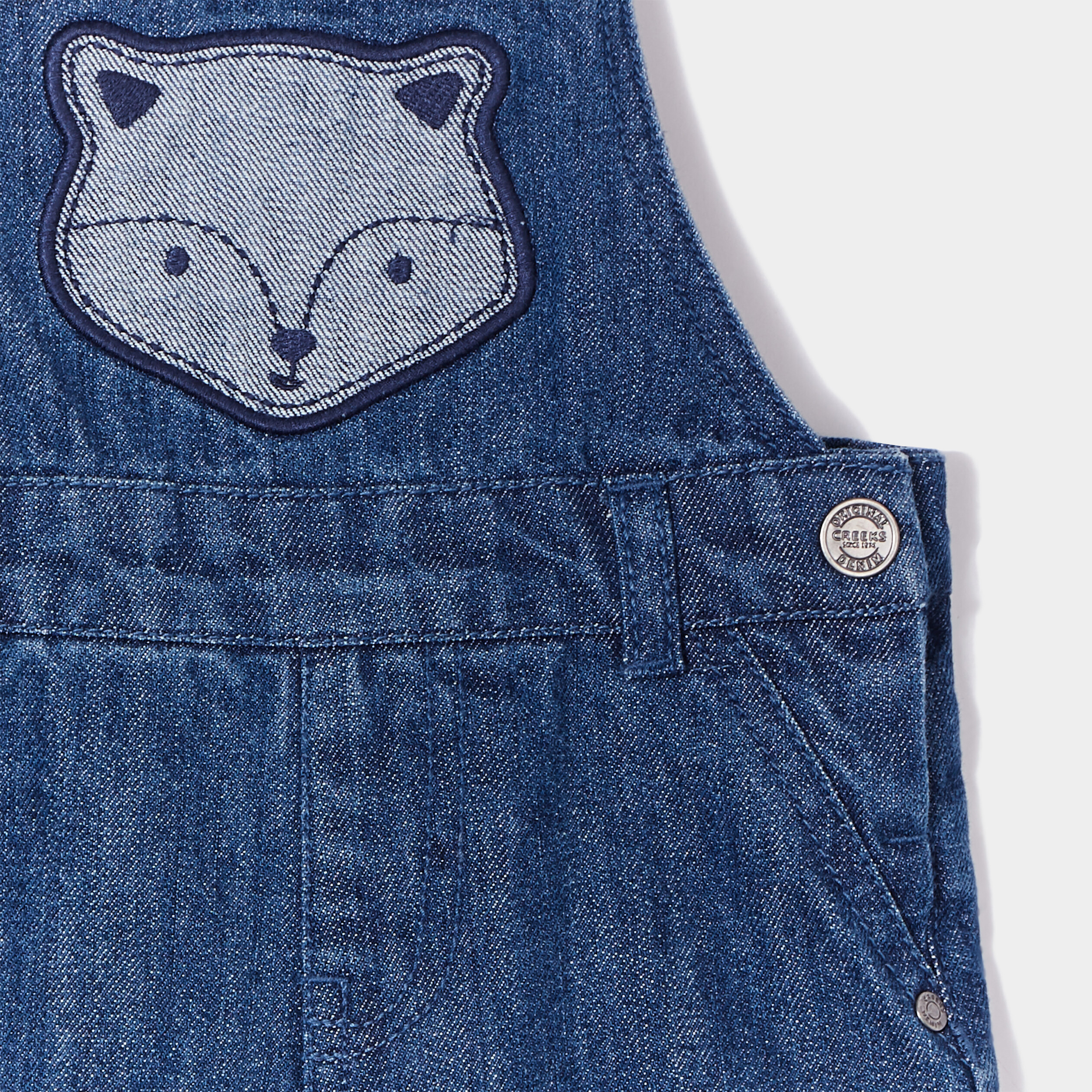 Salopette en jean patch buste denim stone bébé garçon