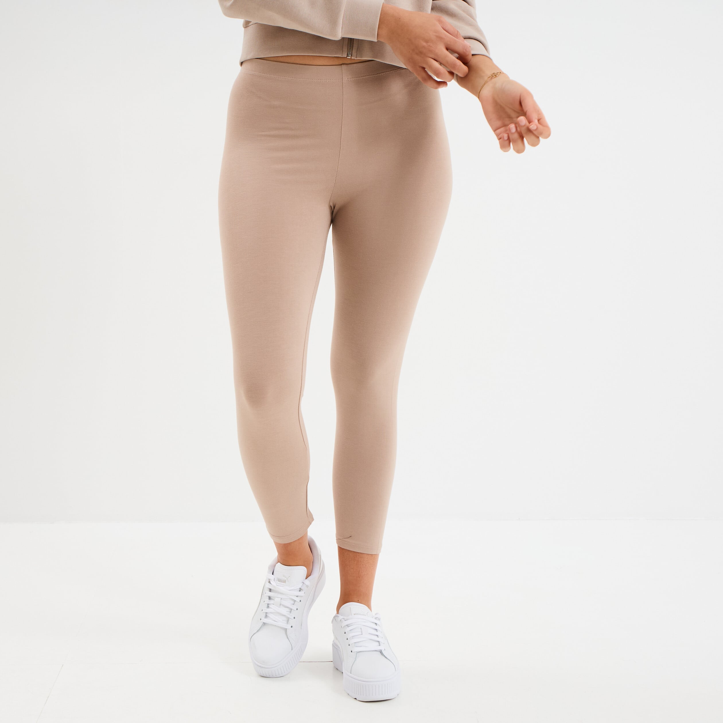 Legging &eacute;lastiqu&eacute; 7/8&egrave;me sable femme