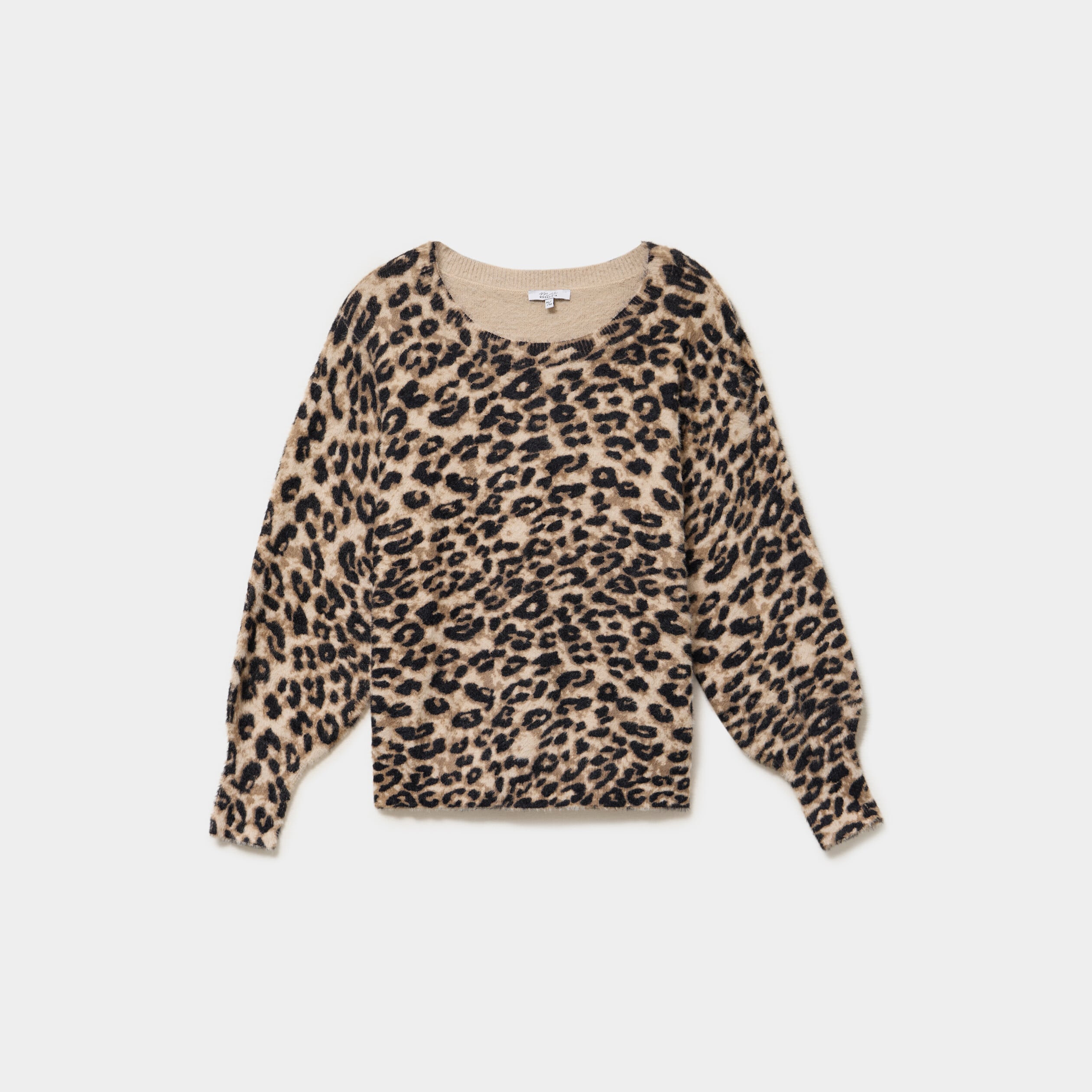 Pull manches longues col rond beige femme grande taille