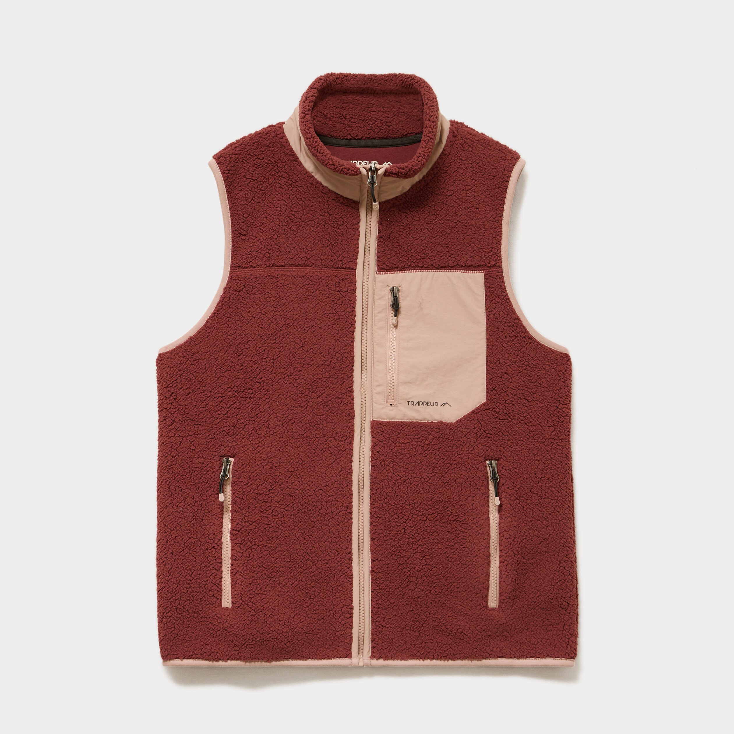 Gilet polaire col montant sans manches vieux rose femme