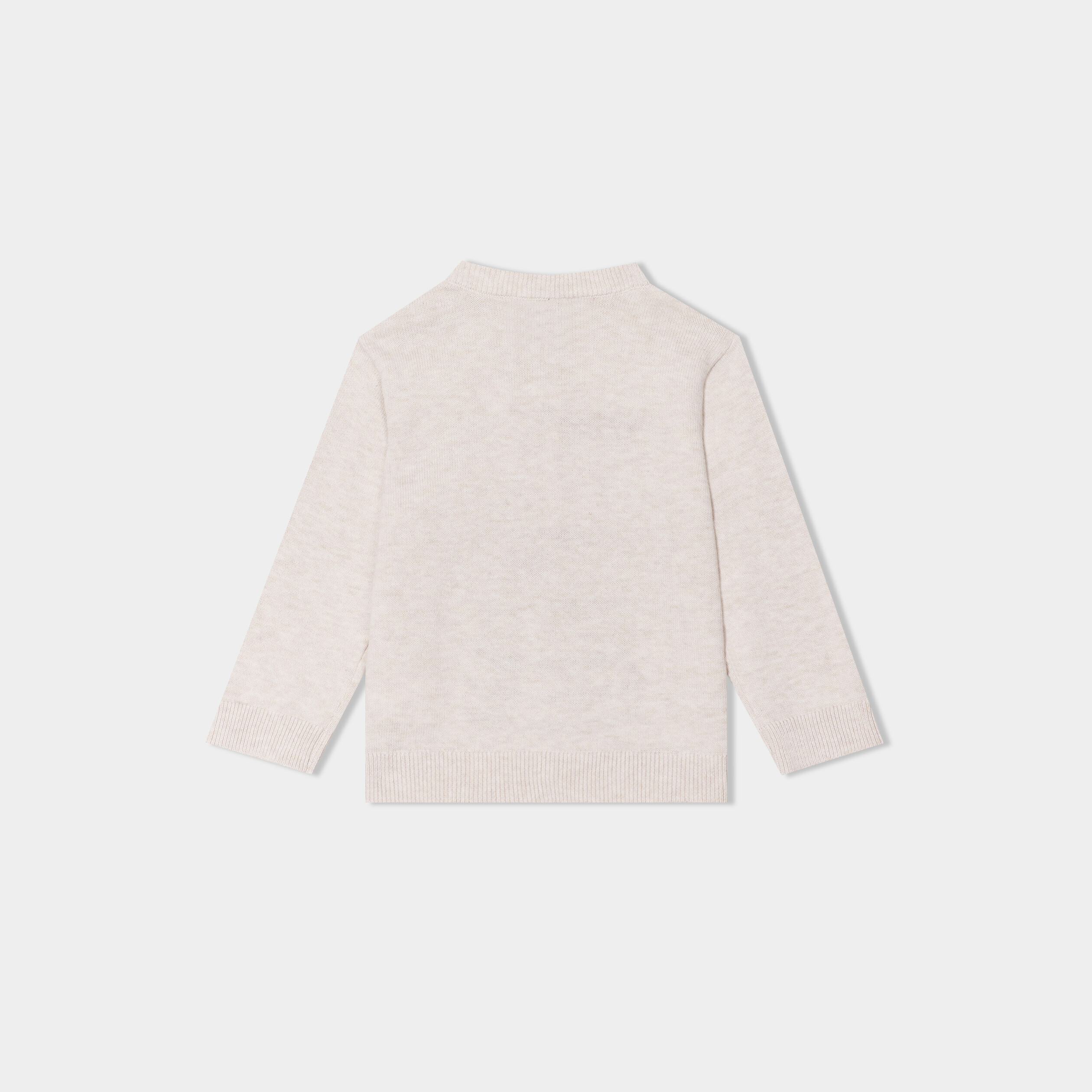 pull col rond manches longues coton beige bebeg Pull col rond manches longues coton beige bébé garçon