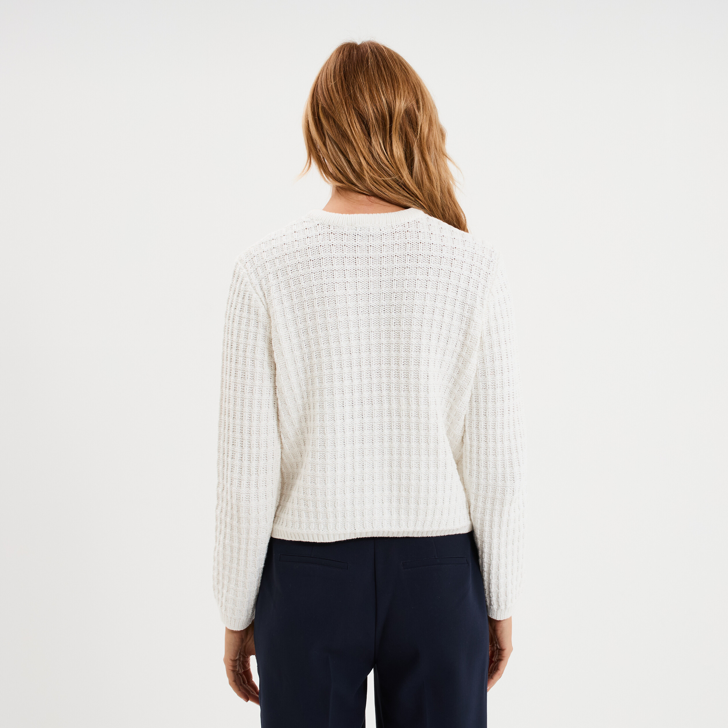 Gilet manches longues coton blanc femme